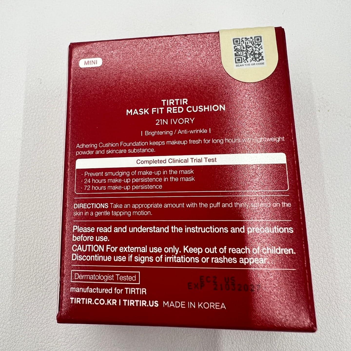 [*Mini Size*] TIRTIR Mask Fit Red Cushion Foundation | Full coverage, Weightless, Skin fit, Satin Glow Finish, Korean Makeup, beauty, Tattoo cover up, Buildable (#21N Ivory, 0.15 Fl Oz) - Image 4