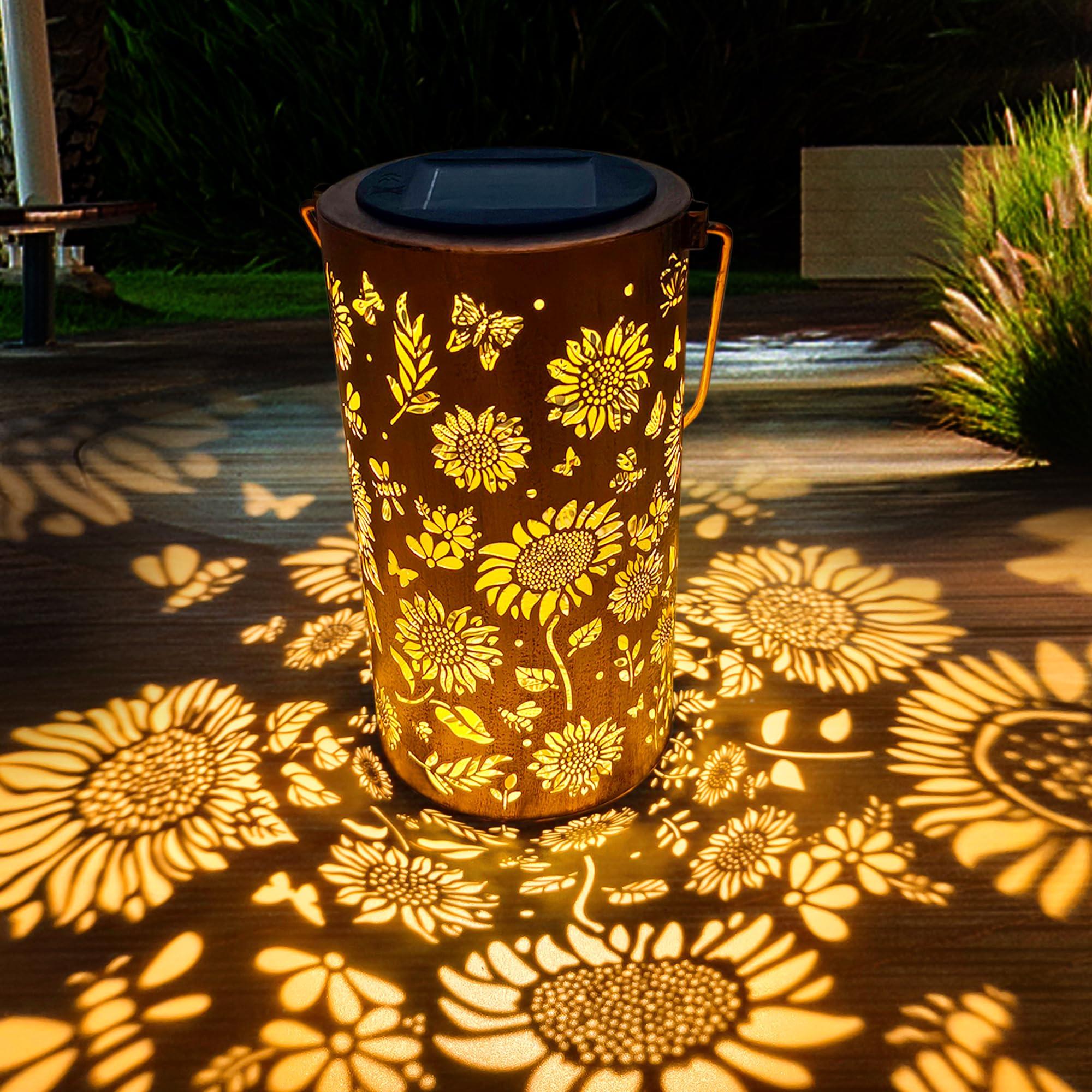 ANYTALK Birthday Gifts for Women Mom Grandma, Sunflower Solar Lanterns Outdoor Waterproof, Hanging Solar Lights for Yard, Patio, Porch, Garden Decor