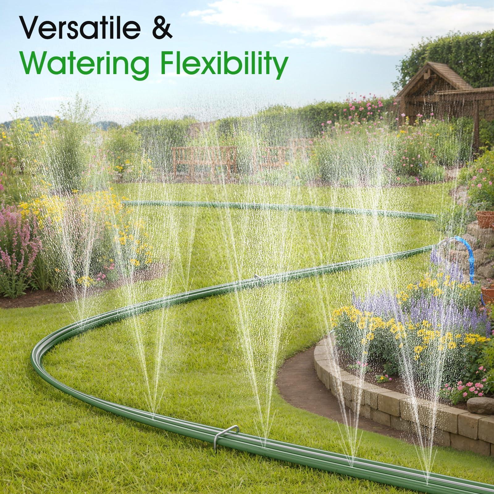 Haeteir 50 FT Garden Soaker Hose with 10 Stakes, Durable Flat Water Hose for Lawns, Gardens & Flower Beds - Leak-Proof, Water-Saving Irrigation Tubing with Multi-Directional Spray (Up to 8 FT Range) - Image 6