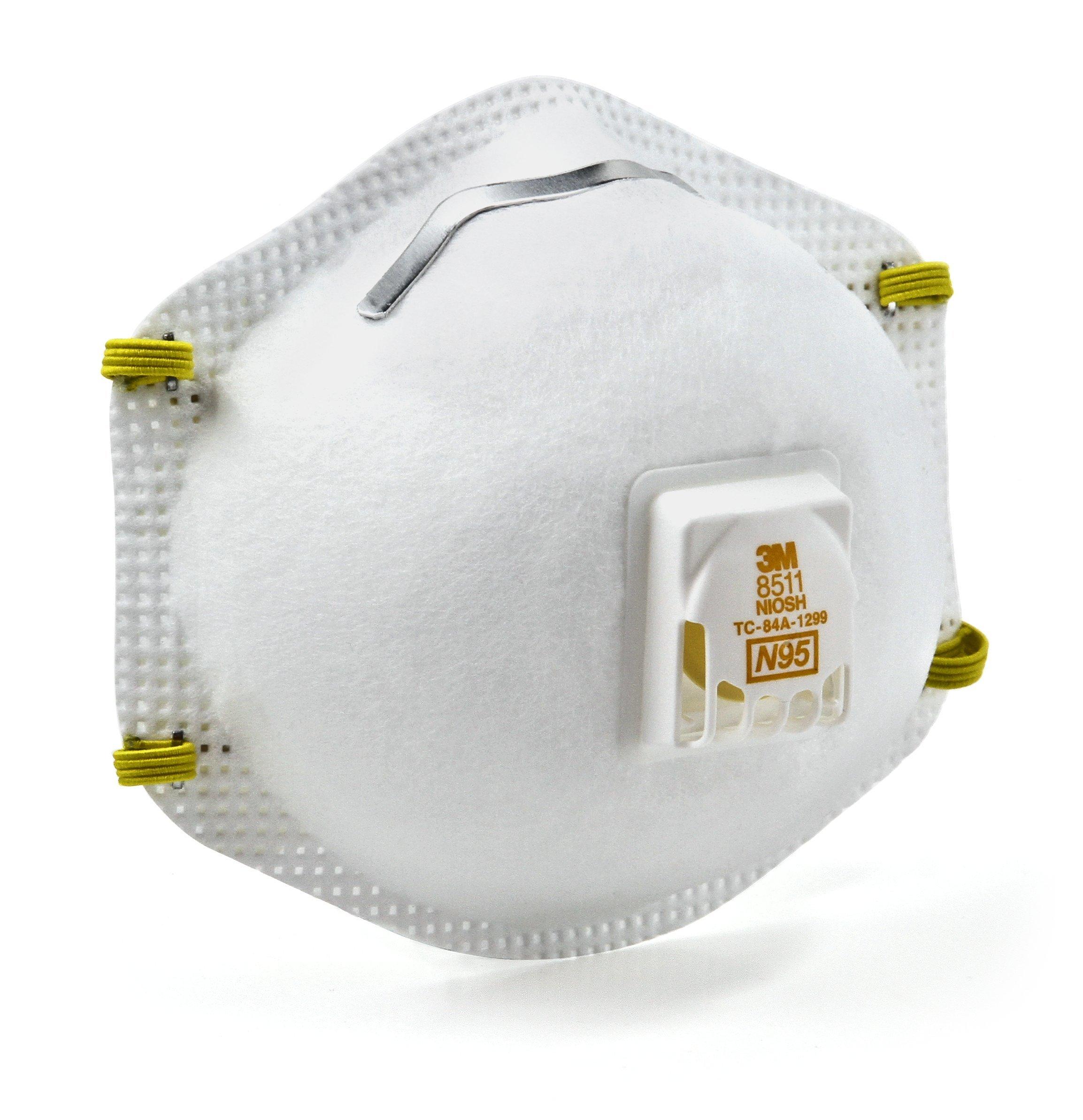 3M Particulate Respirator 8511, Pack of 10, N95, NIOSH APPROVED, Cool Flow Exhalation Valve, Disposable, Braided Comfort Strap, M Noseclip, Personal Protective Equipment - Image 2