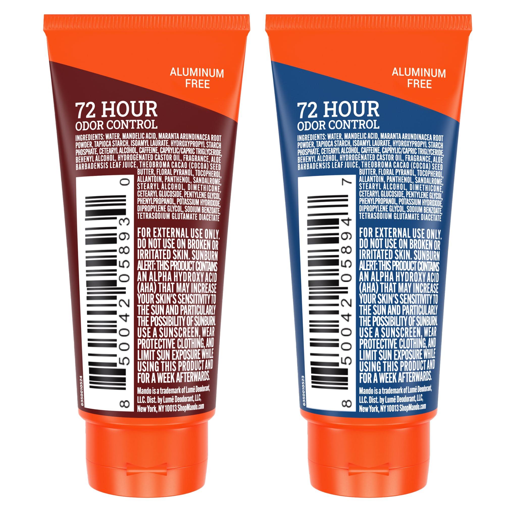 Mando Whole Body Deodorant For Men - XS Travel-Sized Invisible Cream Tube - 72-Hour Odor Control - Aluminum-Free, Baking Soda-Free - 0.5 ounce Tubes (Pack of 2) - Bourbon Leather and Pro Sport Scents - Image 9
