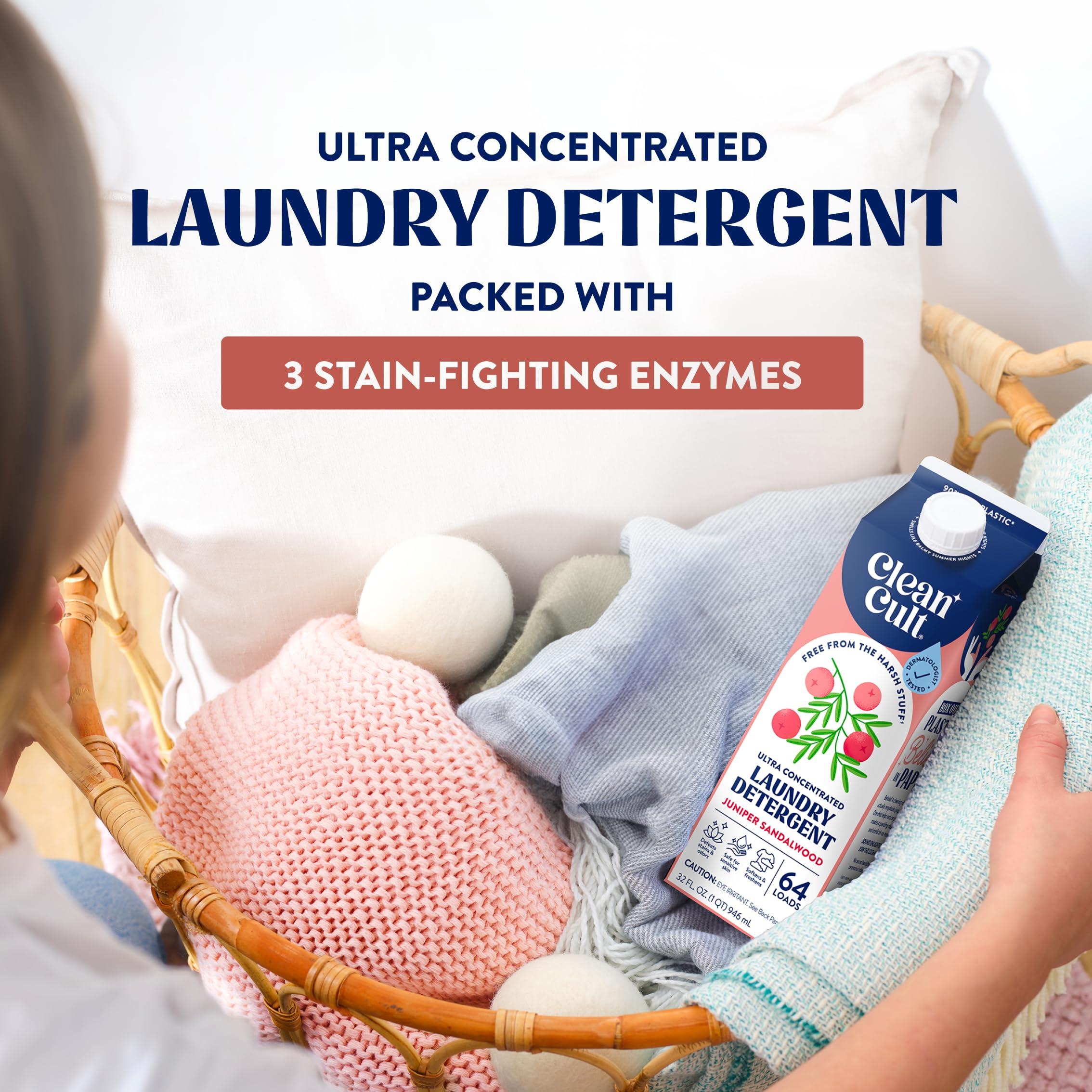 Ultra Concentrated Liquid Laundry Detergent Soap, 64 loads (32 oz), Long Lasting Scent, 90% Less Plastic, No Harsh Chemicals, Juniper Sandalwood, Defeats Stains & Odors, HE/Standard Compatible - Image 3
