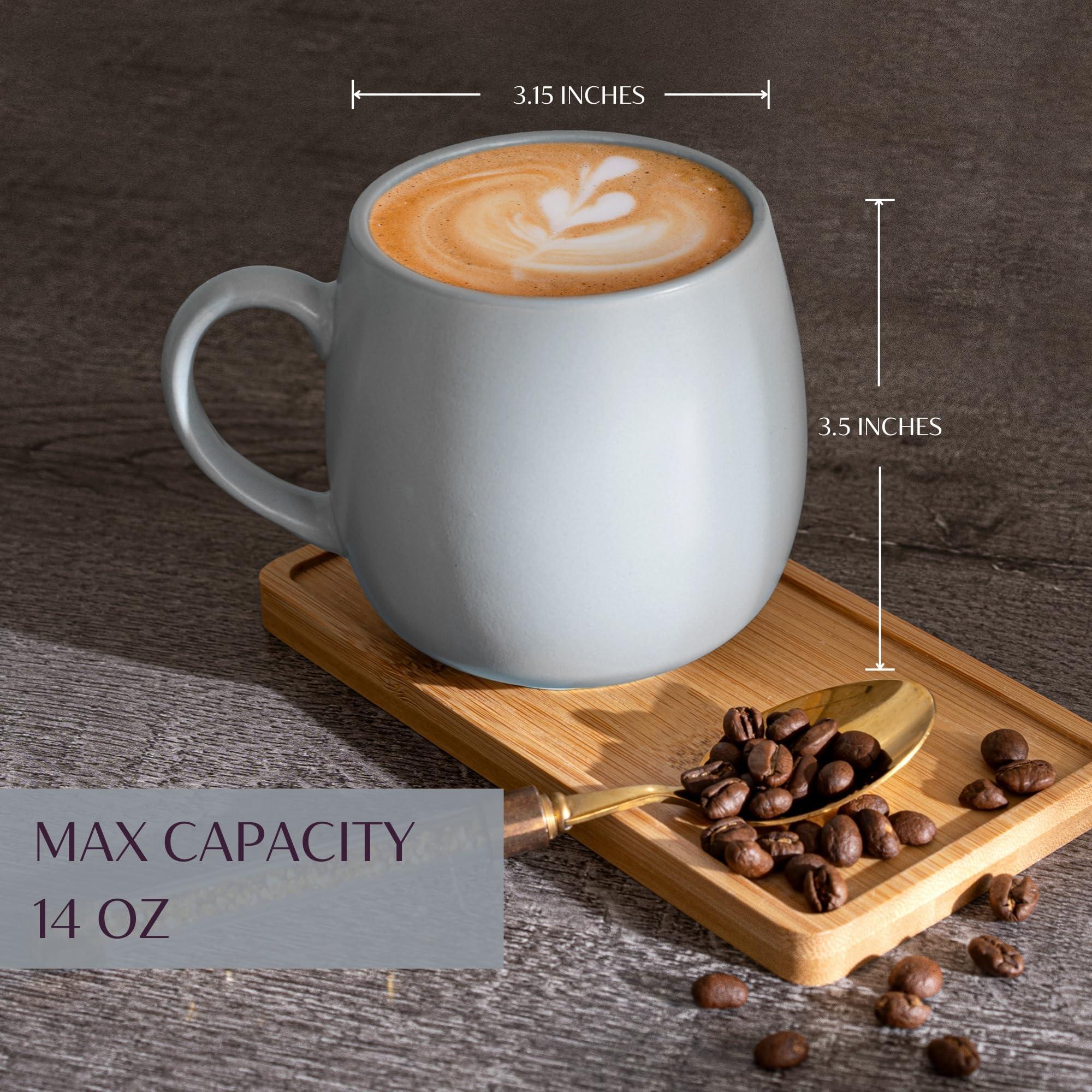 Ava Nord Ceramic Coffee Mugs Set of 6, 14oz - Modern Scandinavian Aesthetic Cup - Microwavable Stoneware Coffee Cups with Comfortable Handle - Tea Mug Set for Latte, Cappuccino, Soup - Mixed Neutrals - Image 2