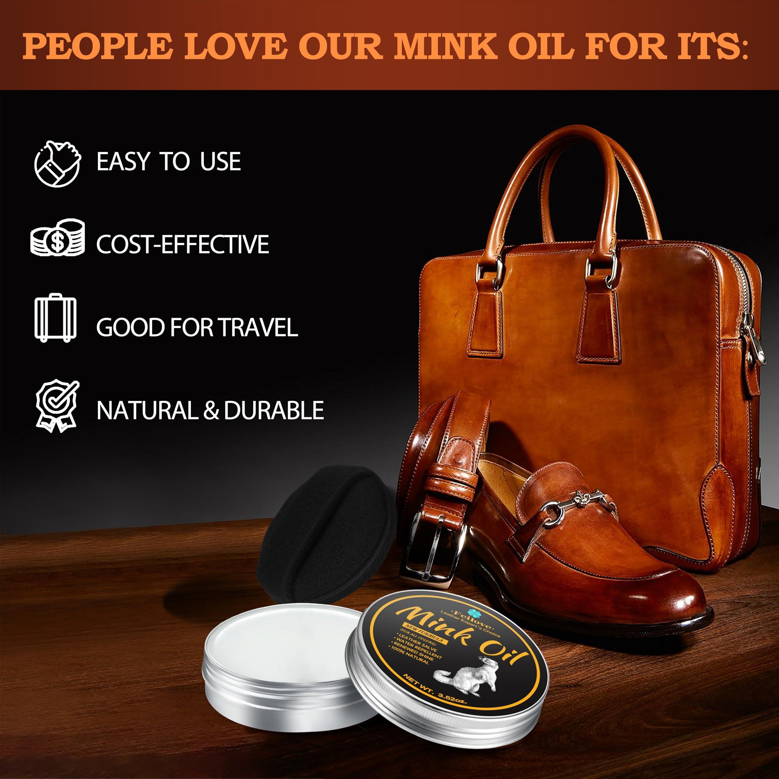 Feilove Mink Oil for Leather Boots, Leather Conditioner and Cleaner 3.52oz - Premium Waterproof Formula to Soften and Restore Sofa, Furniture, Car Interiors, Shoes - Safe for Any Color - Image 6