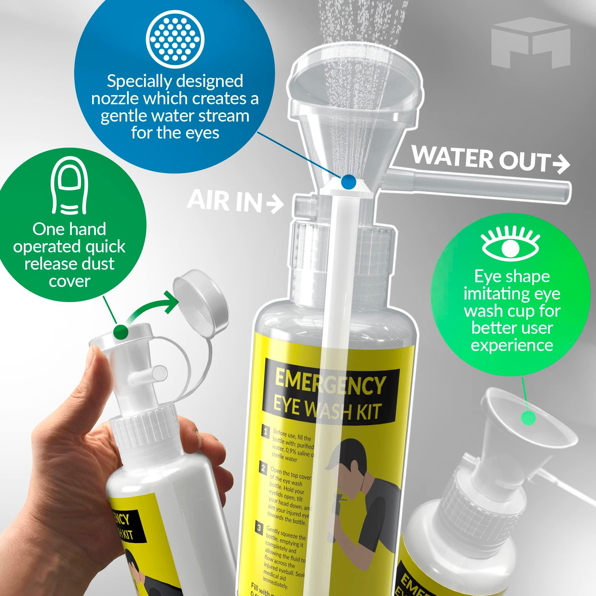 MAASTERS BPA Free Portable Eye Wash Station OSHA Approved - Wall-Mounted First Aid Eye Wash Kit w/Mirror & 2X 16oz Empty Bottles - No Eye Wash Solution Included - Emergency Eyewash - Set of 1 - Image 6
