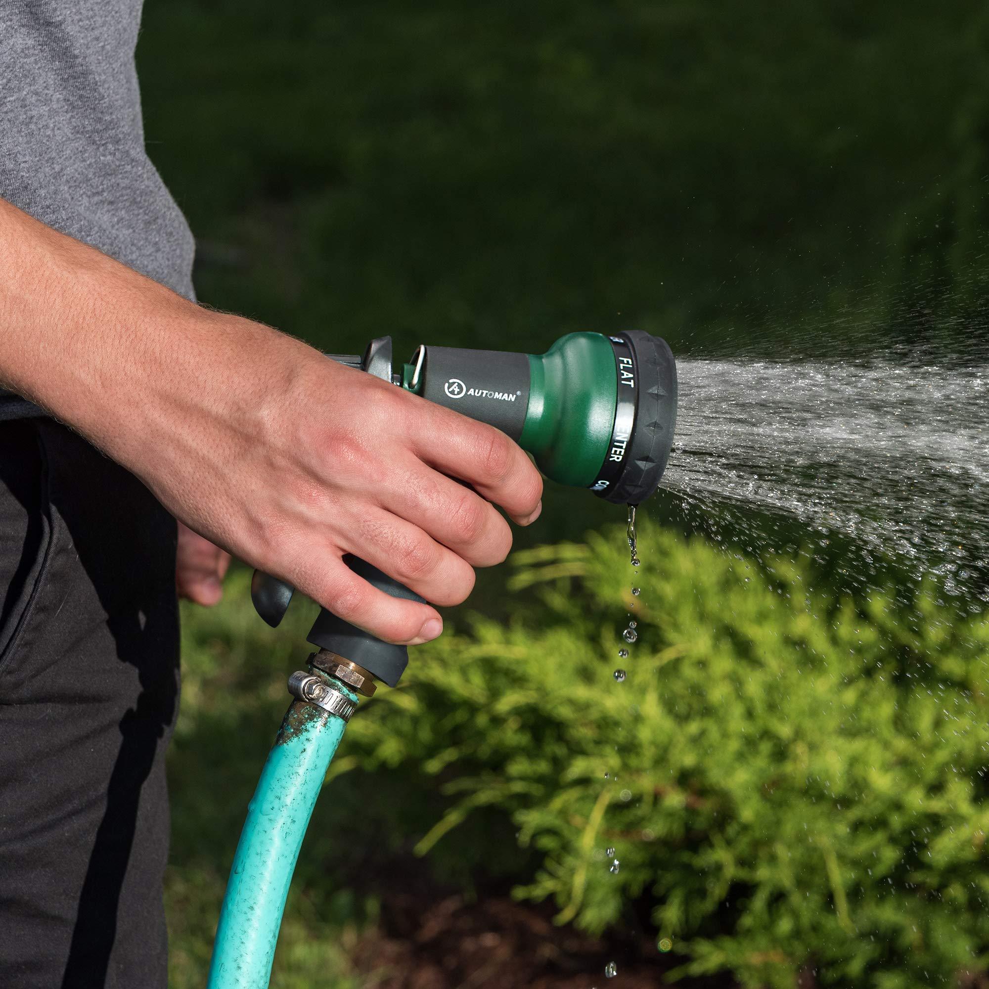AUTOMAN-Garden-Hose-Nozzle, ABS Water Spray Nozzle with 7 Adjustable Watering Patterns, Slip Resistant for Watering Plants, Lawn& Garden, Washing Cars, Cleaning, Showering Pets & Outdoor Fun. - Image 2