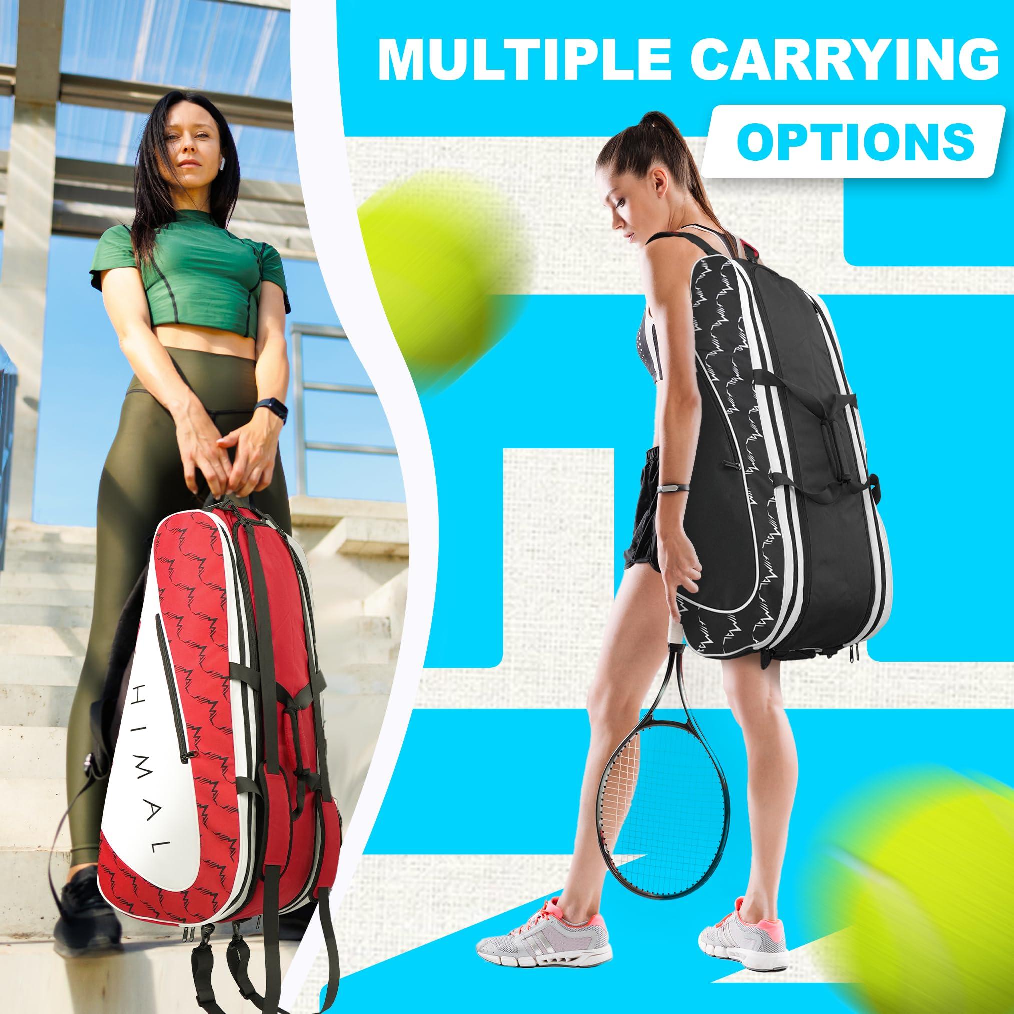UNIHIMAL Tennis Bag 6 Rackets, Tennis Backpack Large Storage with Shoes Compartment, Cooler Pocket & Removeable Shoulder Strap, Multifunction Tennis Racket Bag for Sport Equipment - Image 5