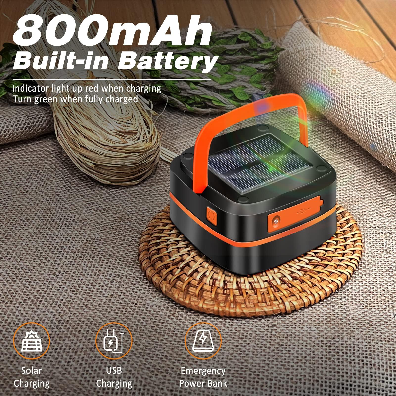 2-Pack Folding Solar Camping Lantern Flashlights, DIBMS Mini Collapsible USB Rechargeable Waterproof Hanging Light Power Bank for Camping Hurricanes Emergency Power Outages Indoor Outdoor - Image 2