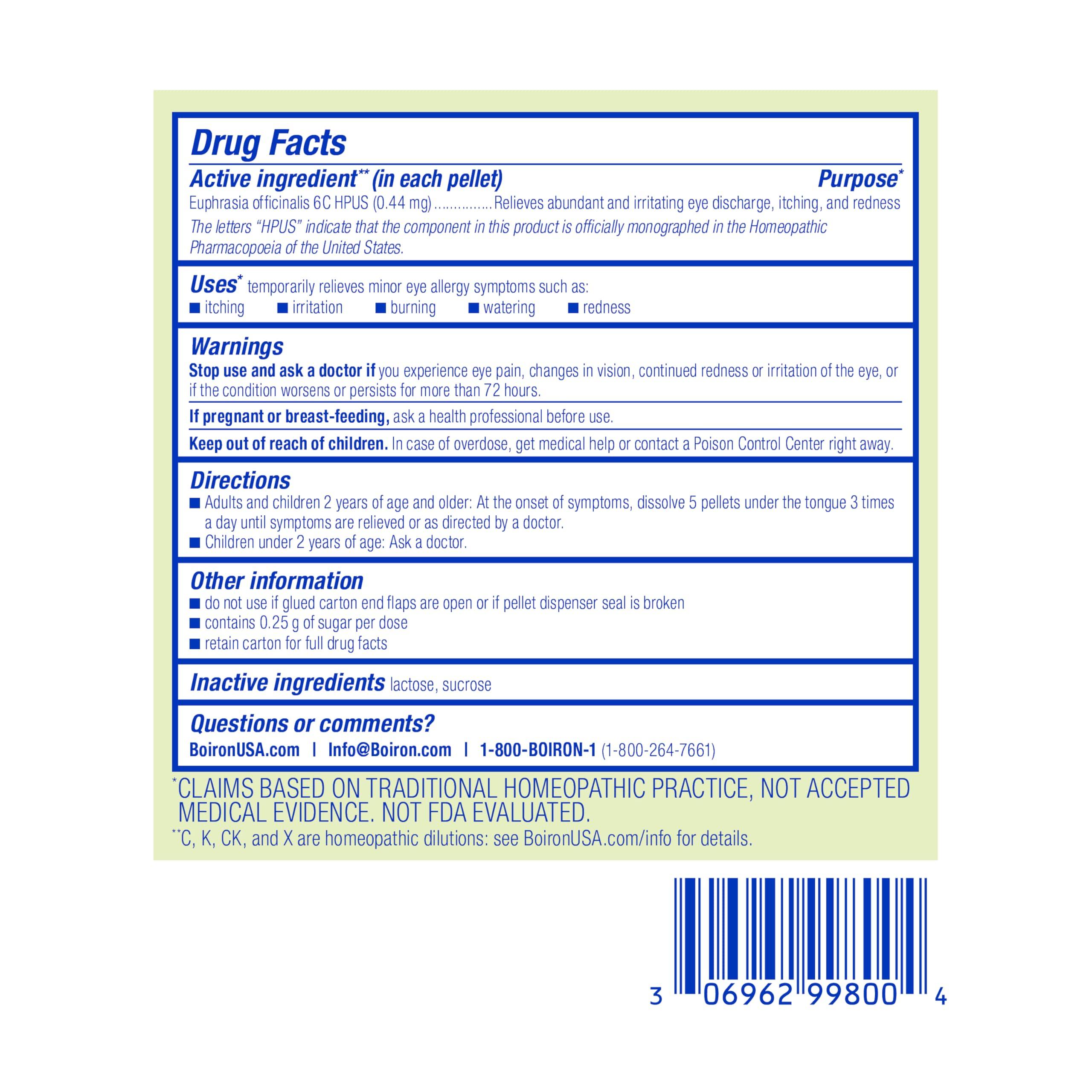 Boiron Euphrasia Officinalis 6C Homeopathic Medicine for Allergy Eye Relief, Itching, Watering, Irritation, or Redness - 3 Count (240 Pellets) - Image 7