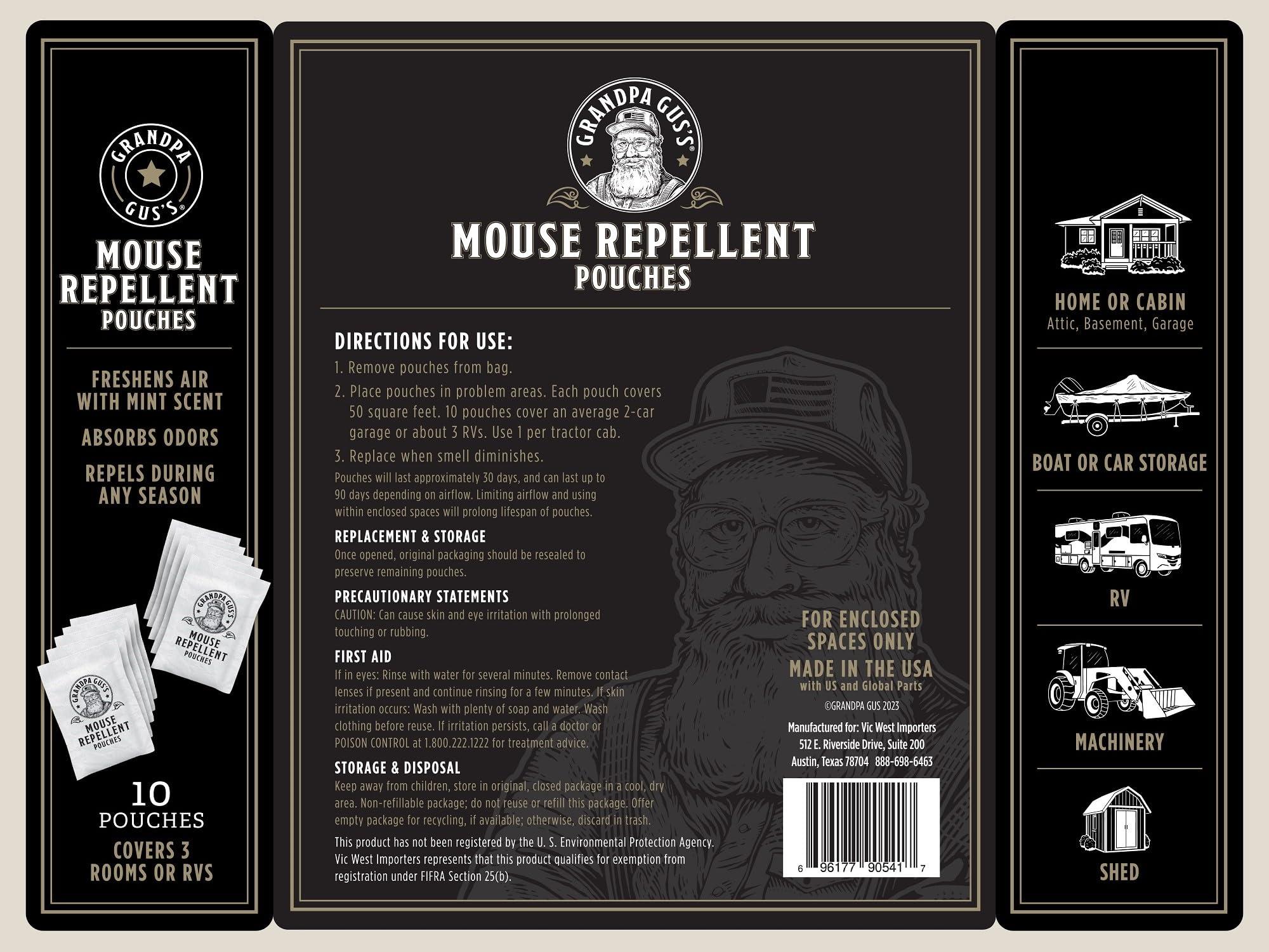 Grandpa Gus's Extra-Strength Mouse Repellent Pouches, Cinnamon/Peppermint Oils Repel Mice from Nesting & Freshen Air in Car/RV/Boat/Garage/Shed/Cabin, 1.75 oz (Pack of 10) - Image 7