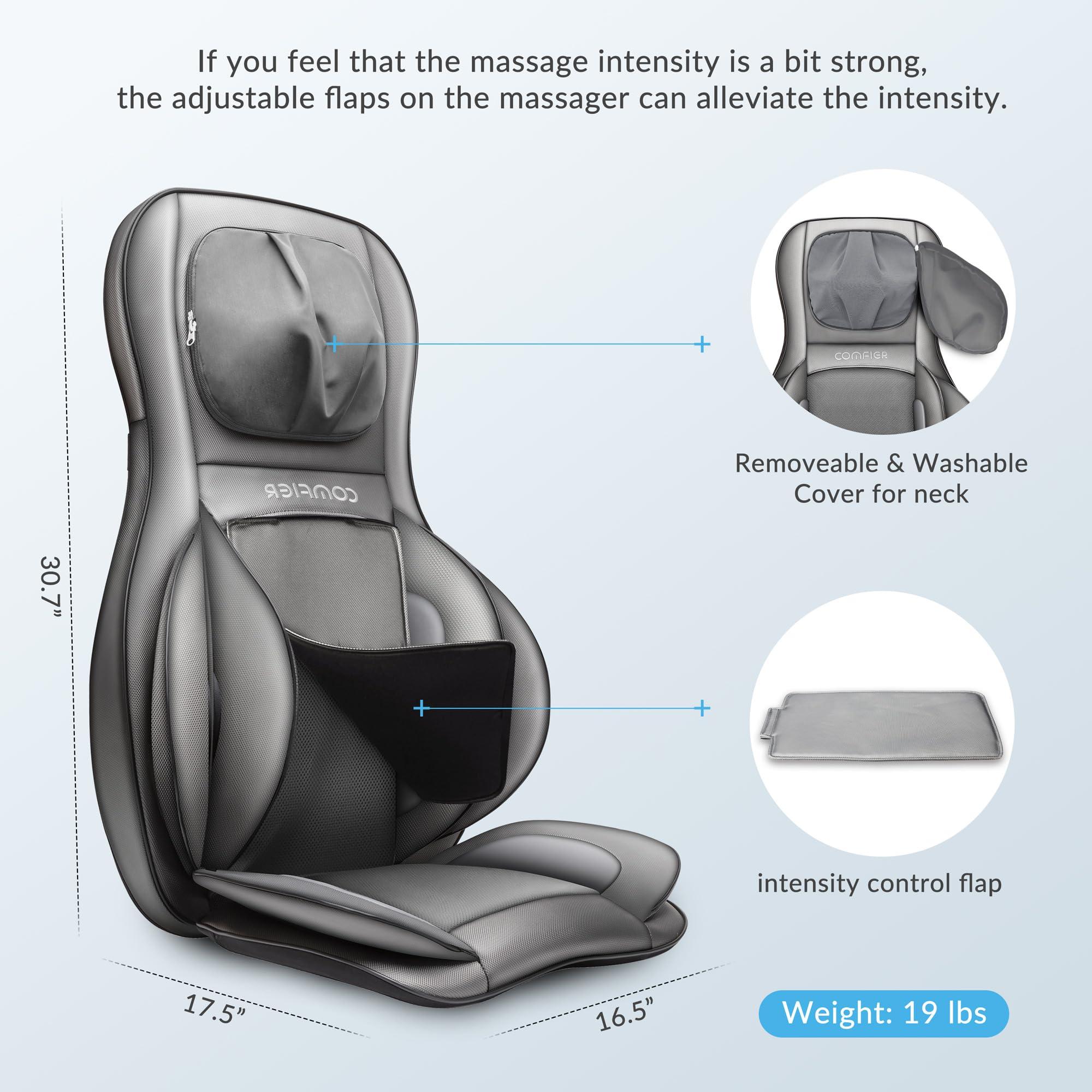 COMFIER Massager Chair with Heat, Shiatsu Neck Back Massager Portable with Compress & Rolling,Massage Chair Pad for Full Back,Neck,Full Body Pain, Gray - Image 7