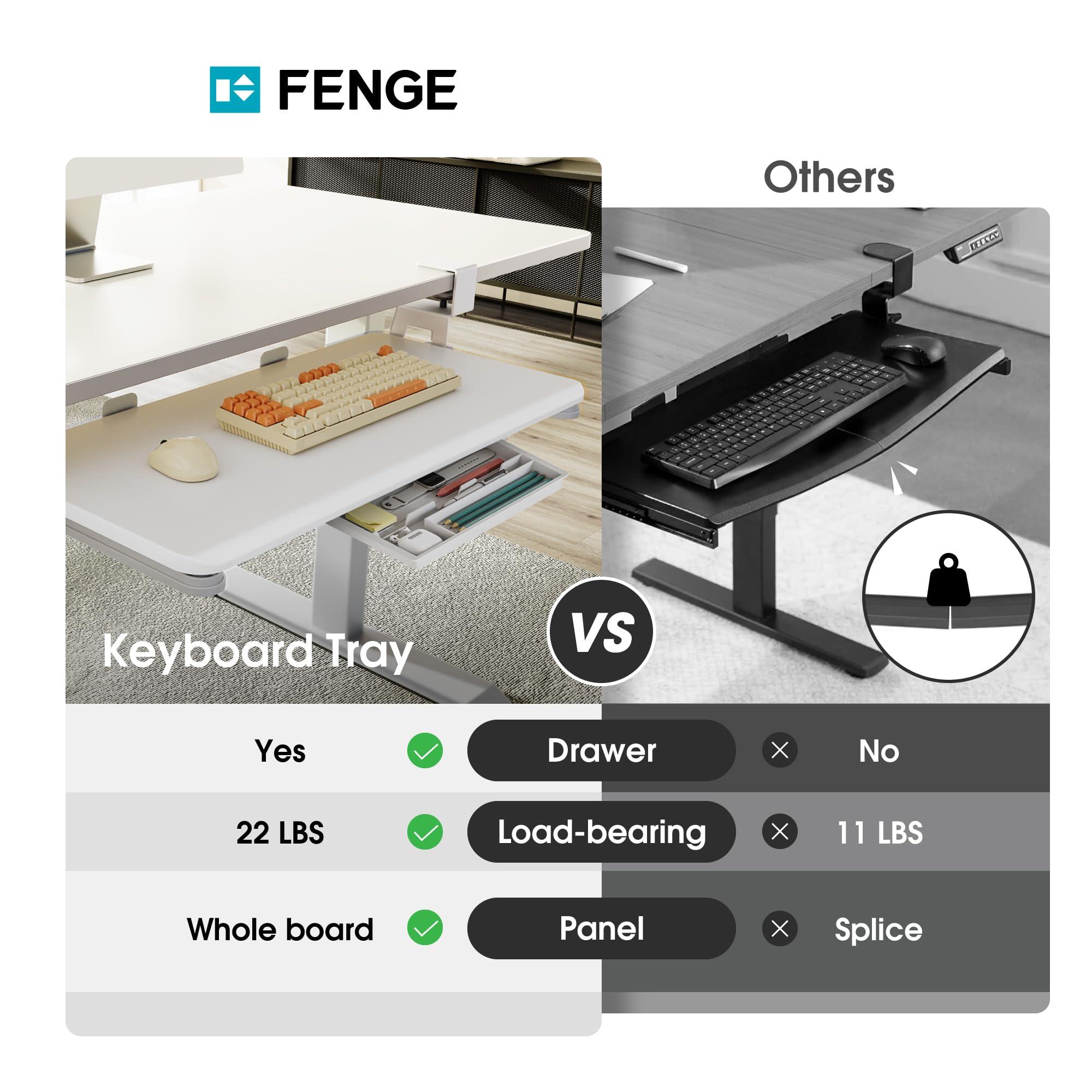 Fenge Keyboard Tray Under Desk, Pull Out Keyboard & Mouse Tray with C Clamp Mount, Sliding Keyboard Holder for Desk, 25.6 x 11.8 inch Large Slide-Out Platform Computer Drawer for Typing, White - Image 5