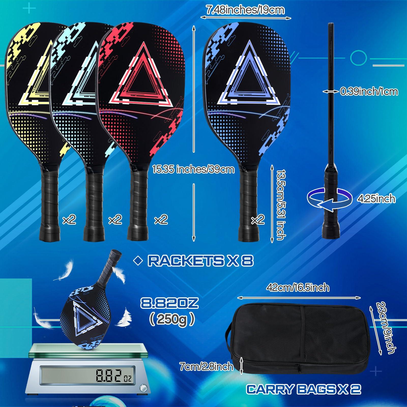 WinnerWhy 8 Pcs Paddles Set Compatible with Pickleball Wood Rackets Compatible with Pickleball 2 Carry Bags Lightweight Racquet with Ergonomic Grip for Players of All Levels Men Women - Image 3