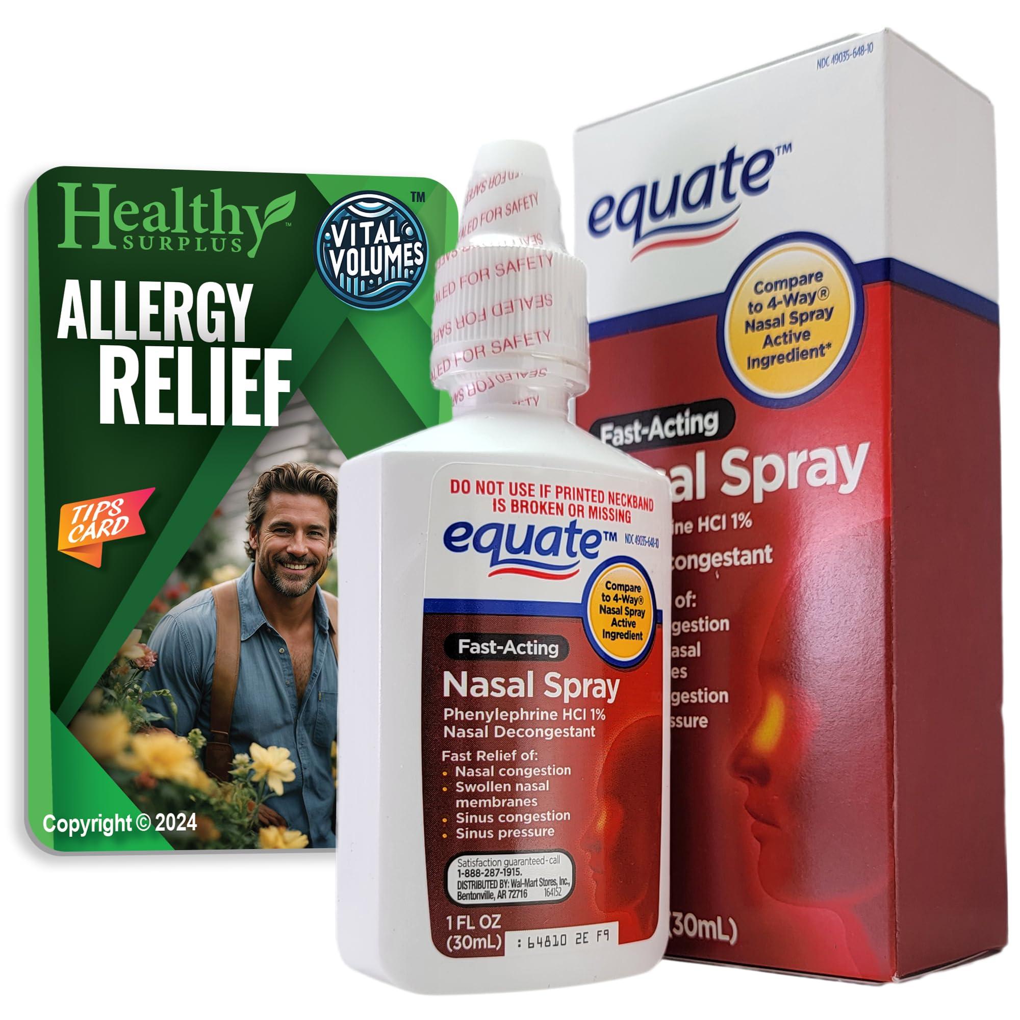 Healthy Surplus® Vital Volumes Tips Card & Equate Fast-Acting Nasal Spray Phenylephrine HCL 1% Decongestant -Bundle