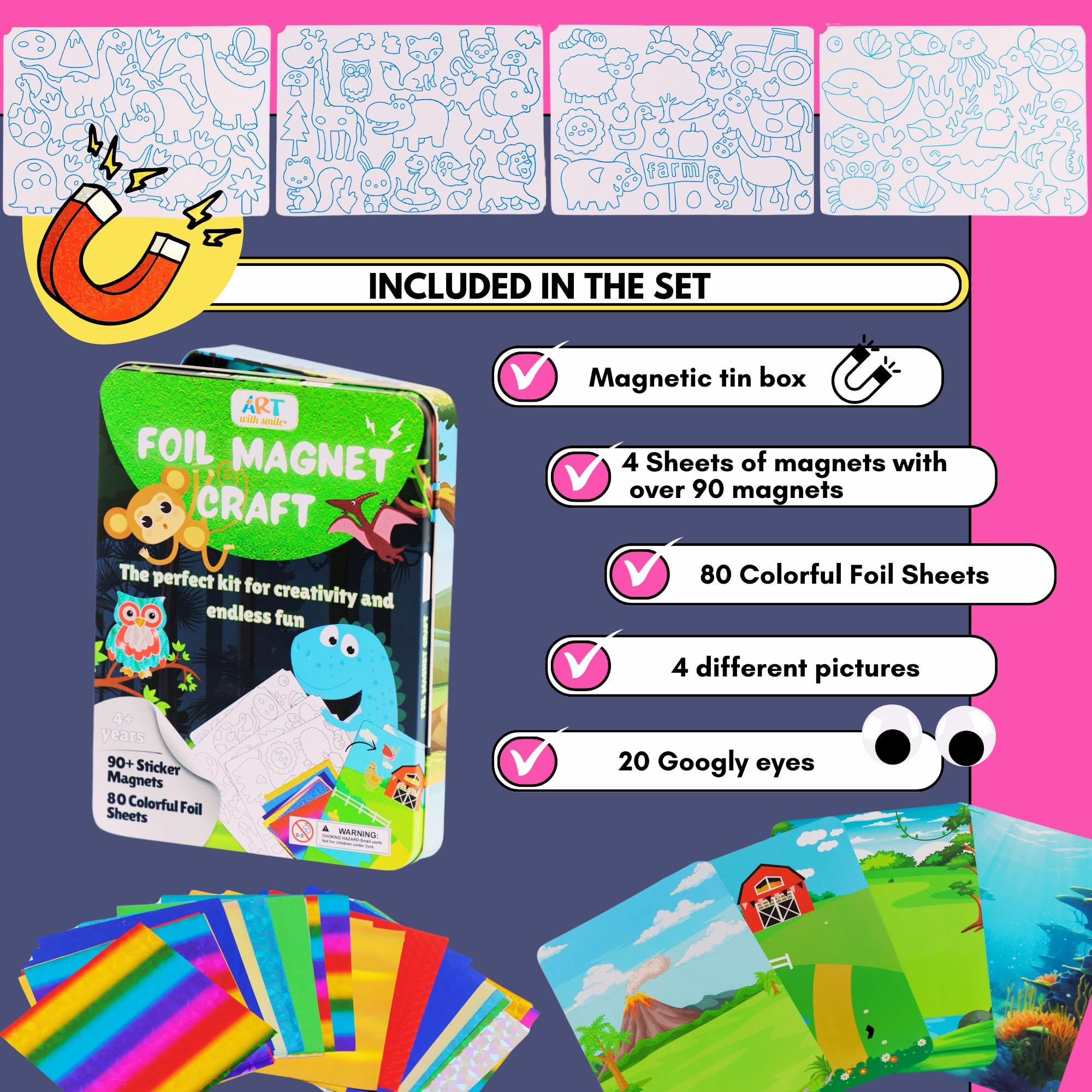 Foil Fun Art Kit for Kids - Reusable Animal Foil Art for Girls & Boys, DIY Mess-Free Girls Craft Kit w/Magnets, Ideal Travel Toy & in Car Activities for Kids Ages 4 5 6 7 8 9 10 11 12 - Image 3