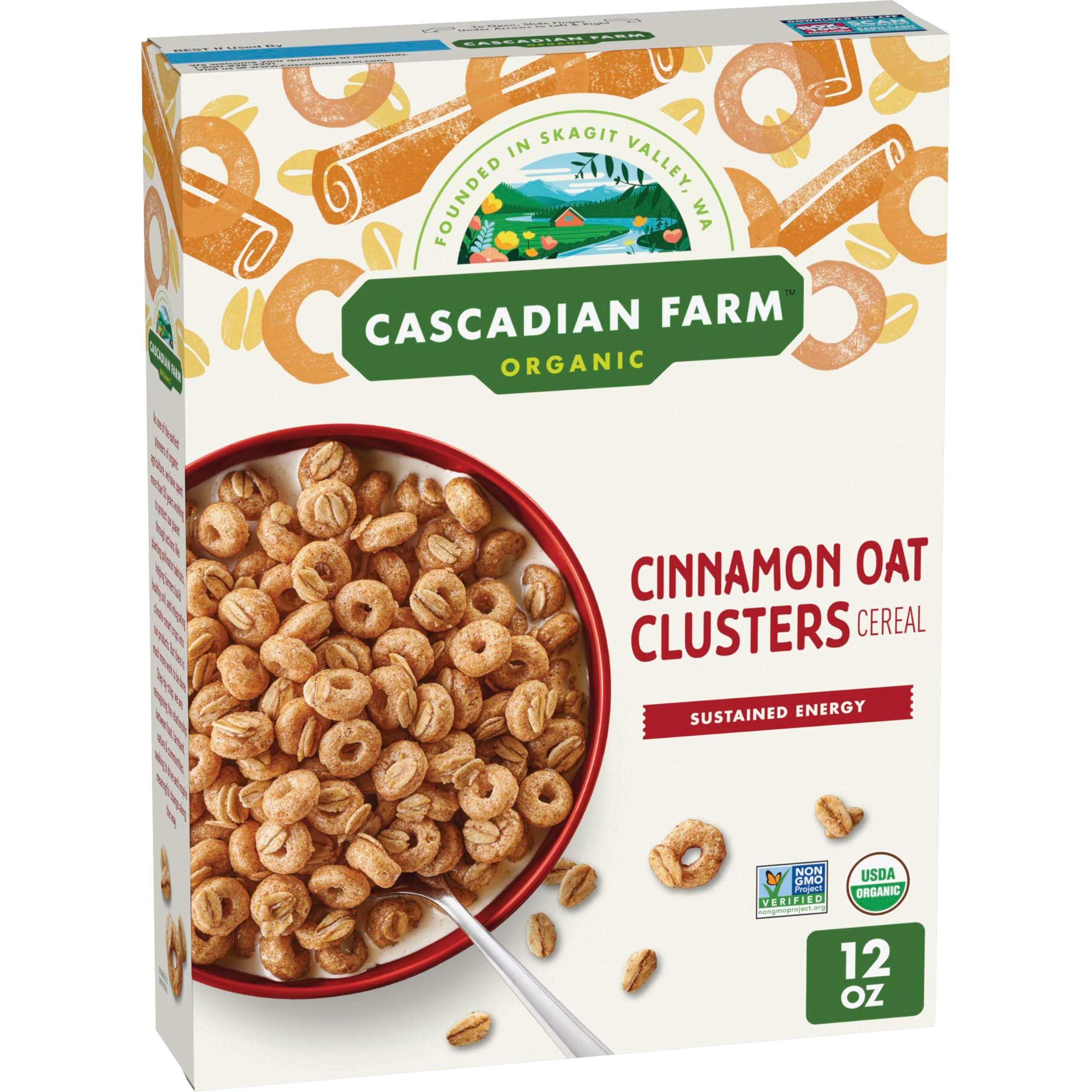 Cascadian Farm Organic Cinnamon Oat Clusters Breakfast Cereal, Made With Whole Grain, Non-GMO, 15 oz
