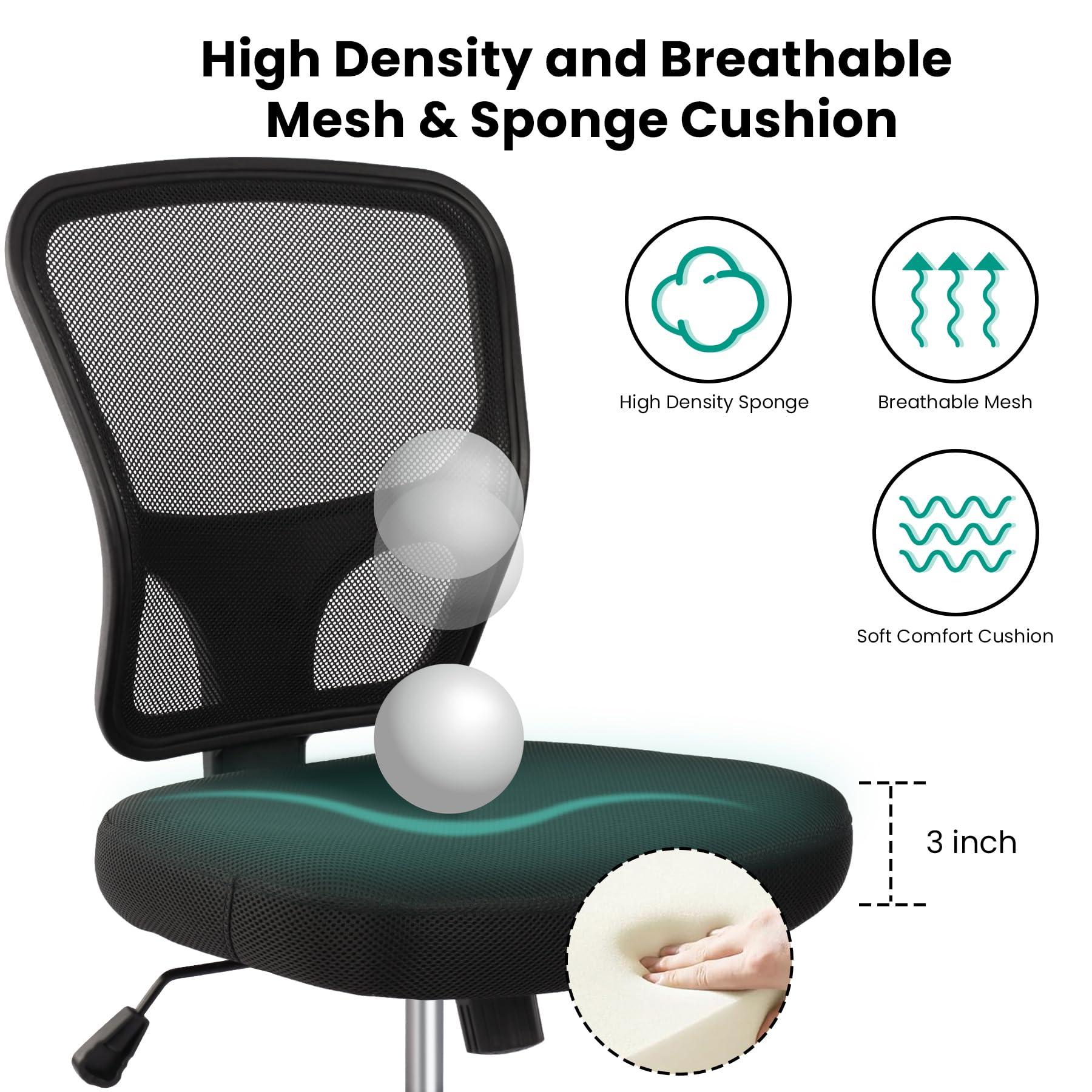 Armless Drafting Chair Tall Office Chair Adjustable Height High Back Ergonomic Desk Chair Drafting Stool Rolling Bar Stools Chairs with Footrest and Wheels - Image 4