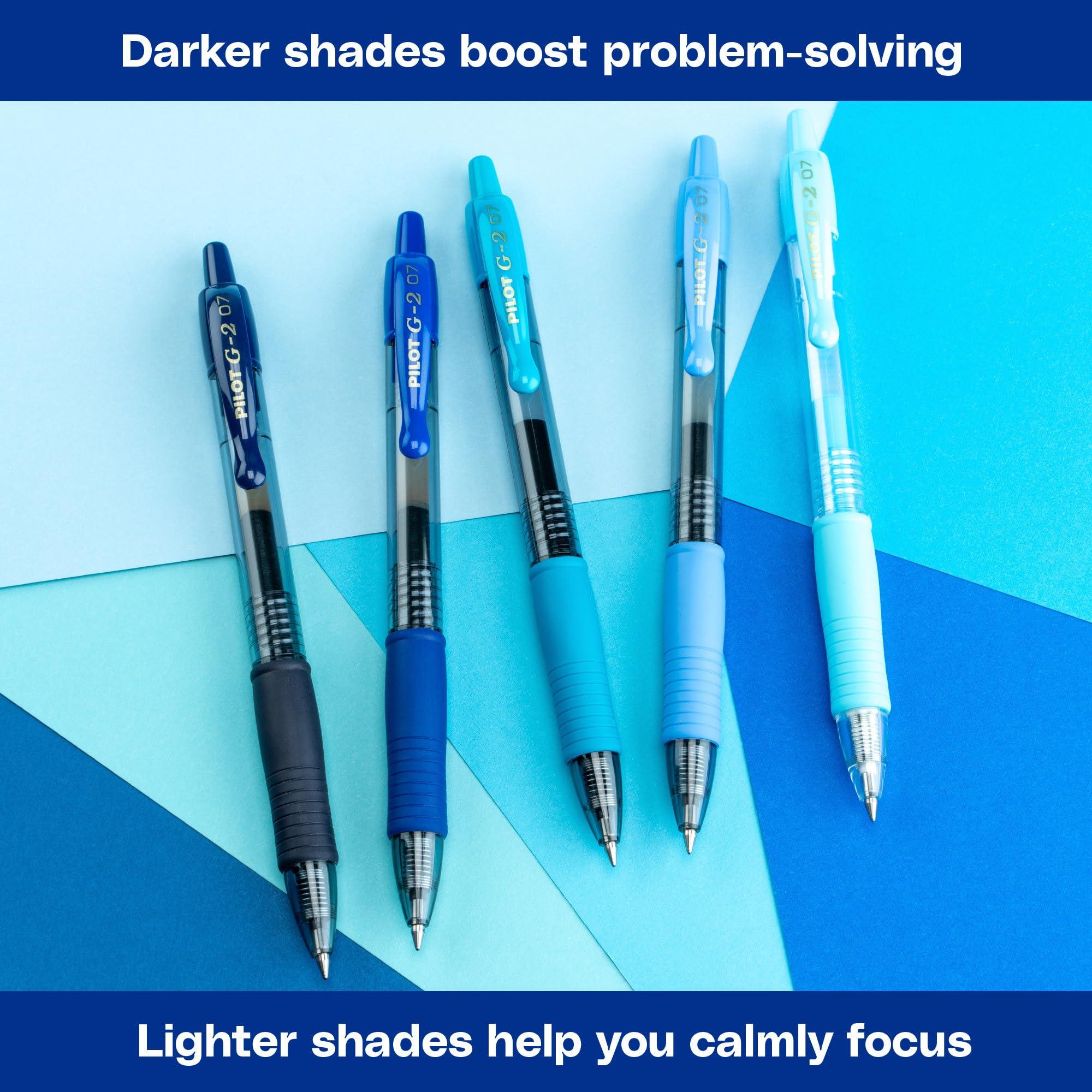 PILOT, G2 Premium Gel Roller Pens, G2 Boost Blues Pack, The Colors of Productivity, 8 Pack Pouch, Fine Point 0.7 mm, Assorted - Image 5