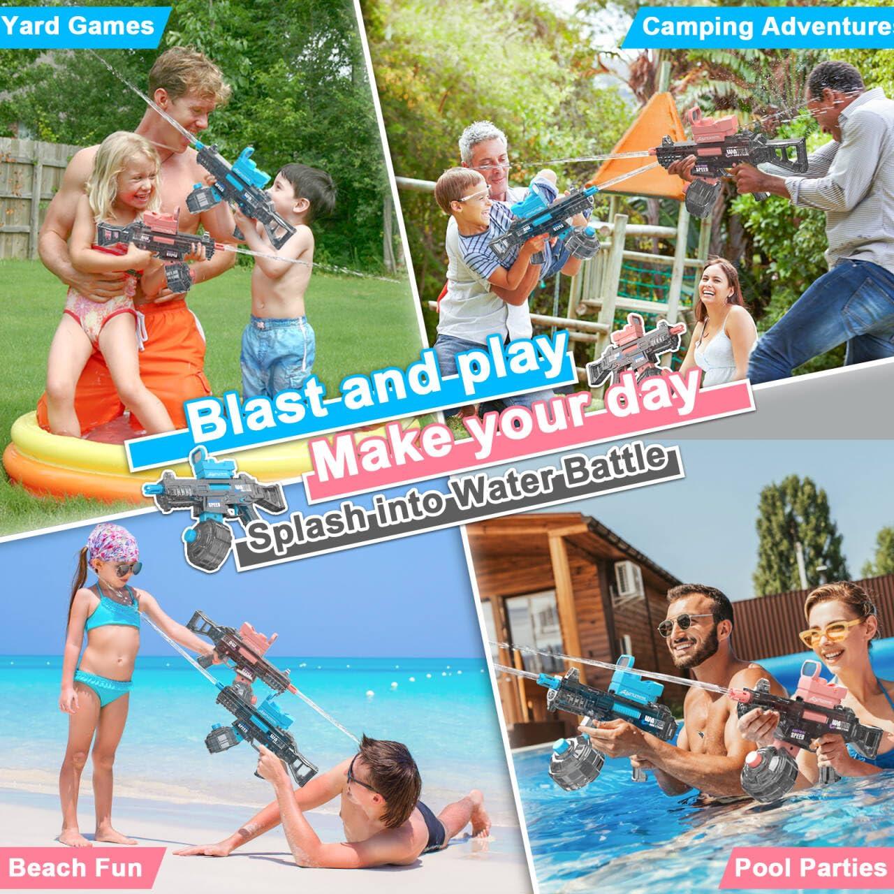 2 Pack Electric Water Guns for Adults Kids, Automatic Water Gun Toys for Kids Ages 4-8 8-12, Large Capacity High Power, 36ft Ultra-Long Range, Summer Pool Outdoor Beach Water Toys for Boys Girls - Image 7