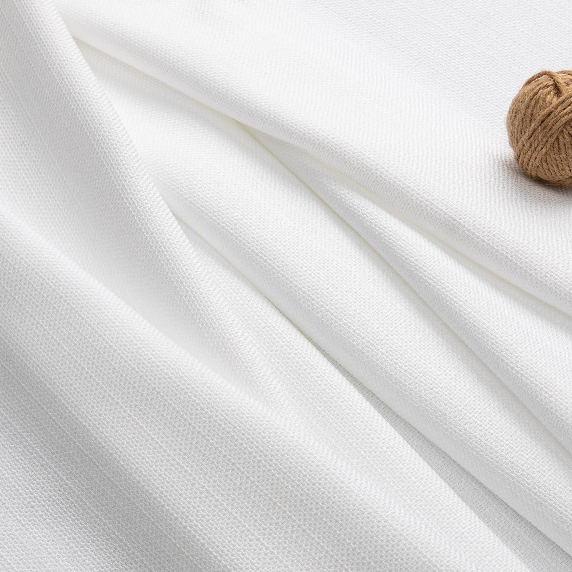 Chyhomenyc White Curtains 84 Inch Length 2 Panels Set, Faux Linen Textured Semi Light Filtering Soft Airy Farmhouse Curtain Drapes for Living Room Bedroom, Cortinas para Sala, 40Wx84L - Image 9