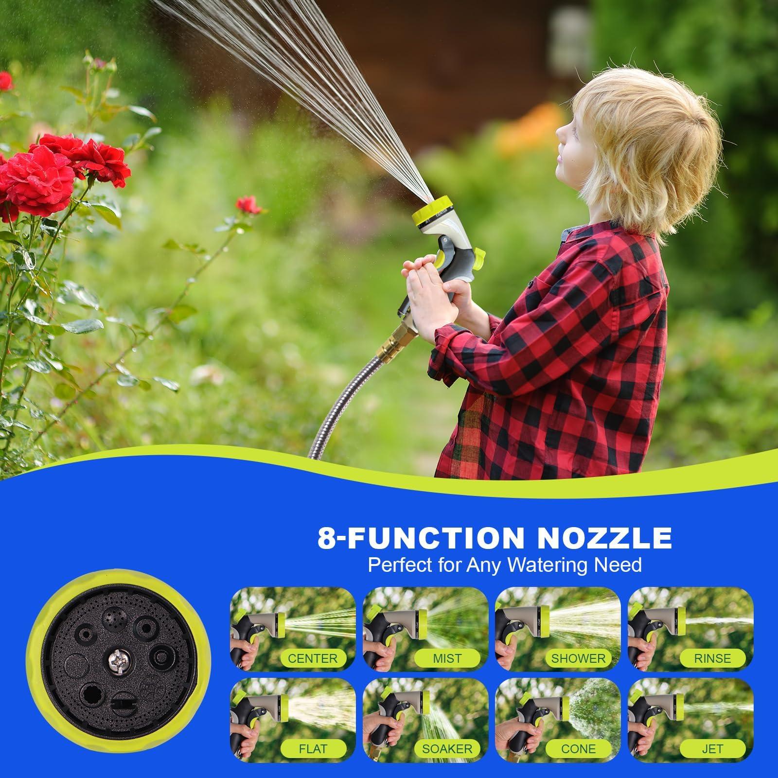 Holldoor Metal Garden Hose 50 ft – 304 Stainless Steel Water Hose with Nozzle Sprayer, Garden Hoses Flexible, Lightweight, No Kink, Heavy Duty for Outdoor (50 ft) - Image 2