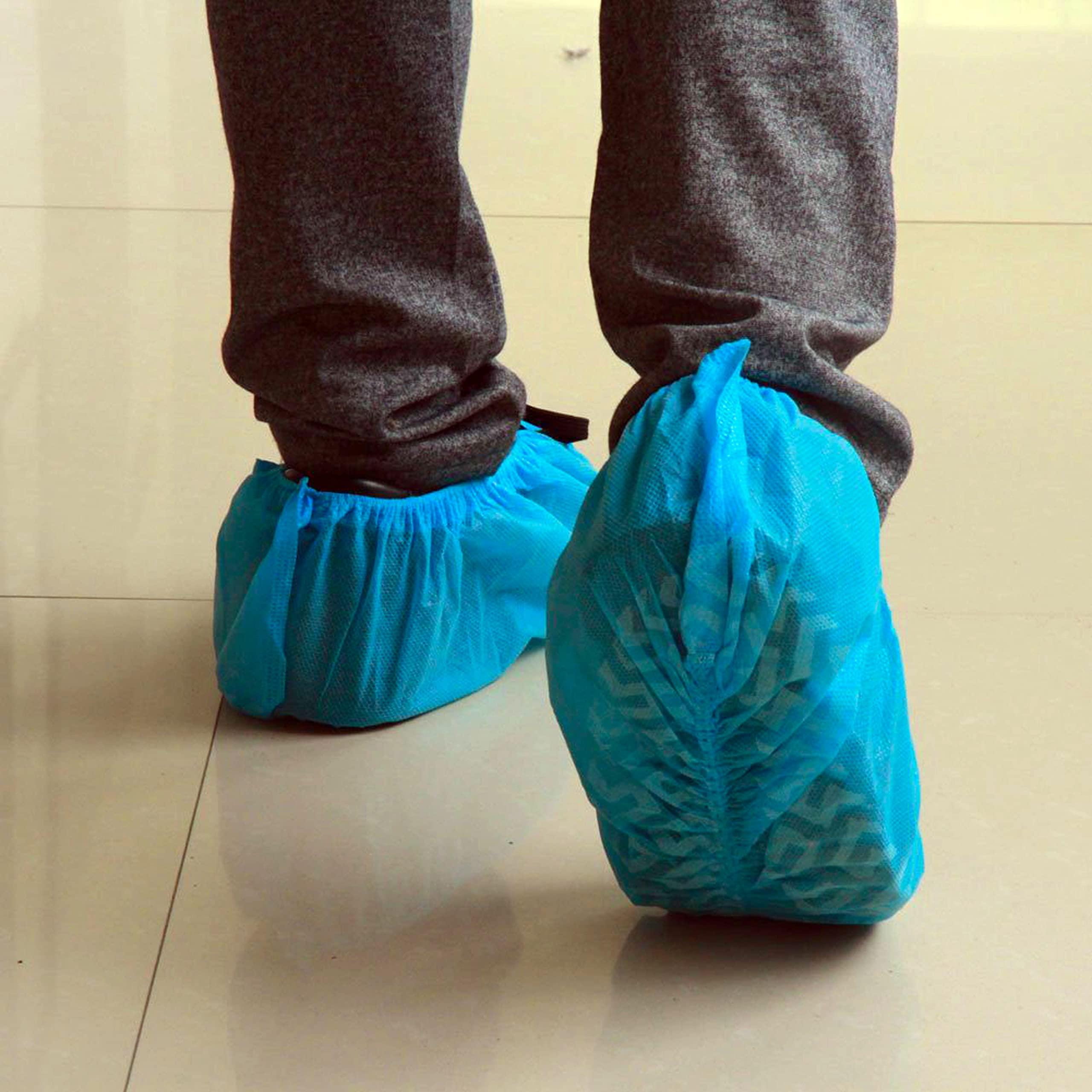 G & F Products Disposable Shoe Covers, Slip-Resistant Booties, Heavy-Duty, Waterproof, Elastic Band, Non-Slip Silicone Sole, Reusable, Protects Floors, Blue, 11 Us Men & 13 Us Women, X-L 100 Pieces - Image 8