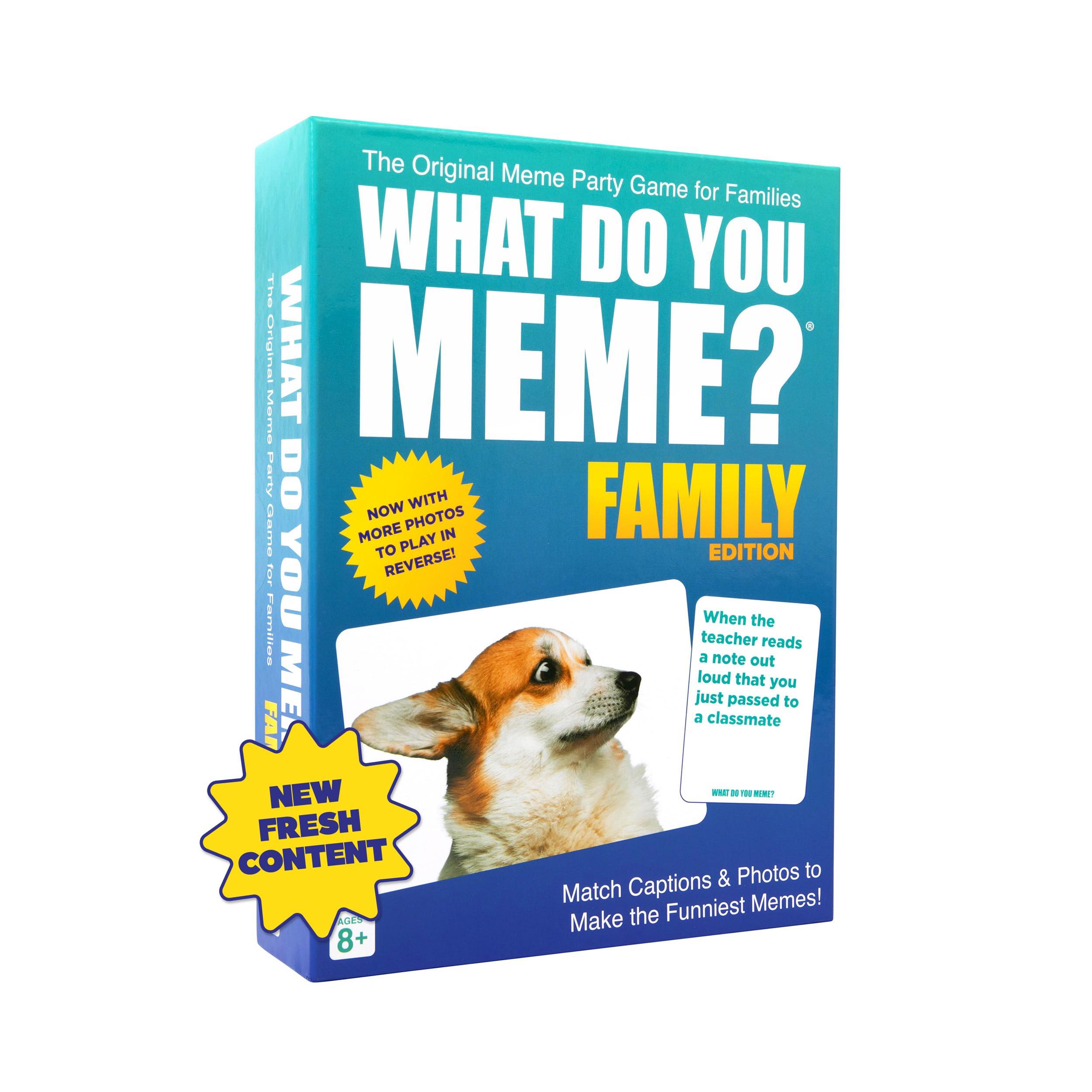 What Do You Meme? Family Edition by Relatable – Kids Games 8+, Family Fun, TikTok Viral Game – Great Father's Day Gift Idea – Includes 300 Caption & 108 Photo Cards