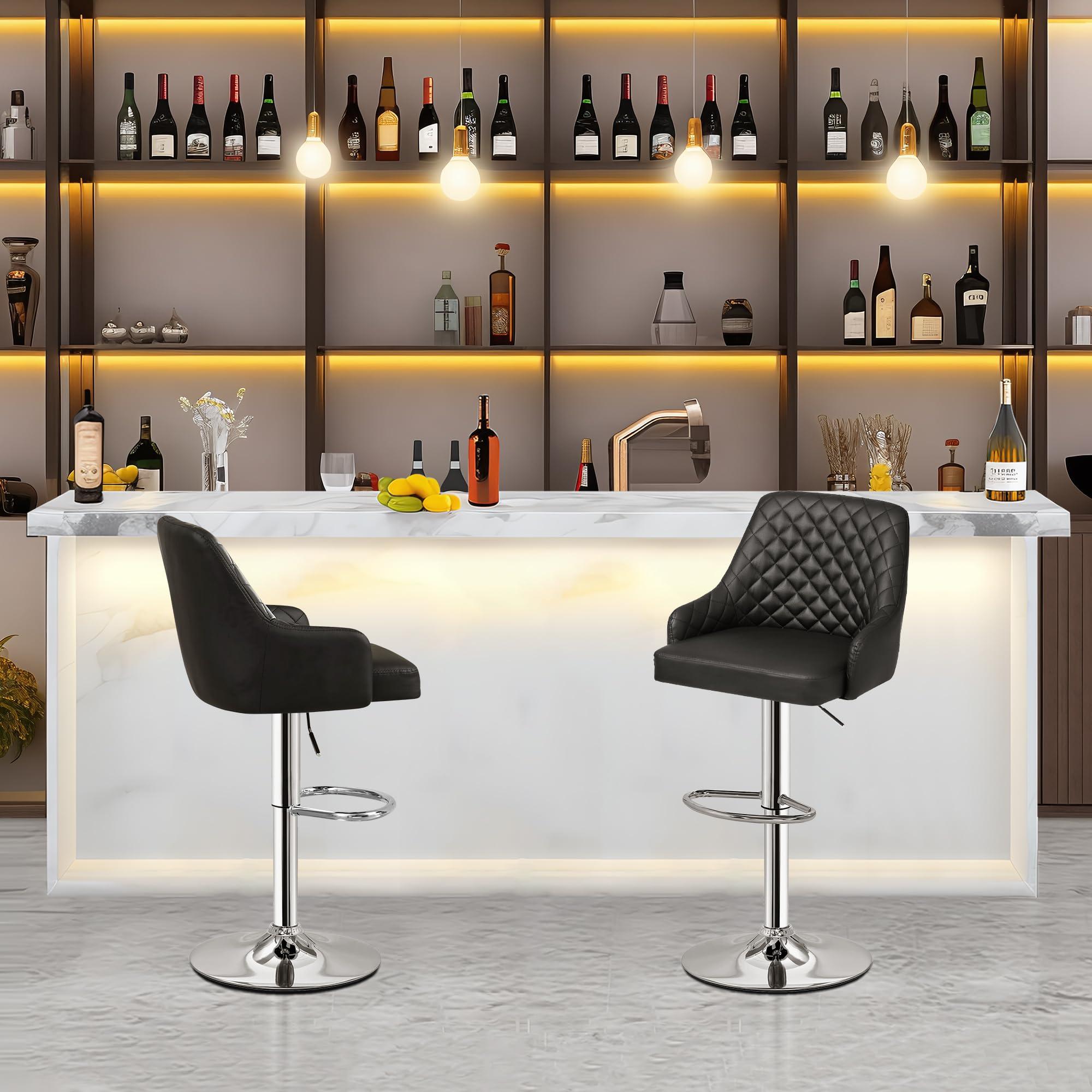VECELO Bar Stools Set of 4, Adjustable Bar Stools with Back, Bar Height Stools for Kitchen Counter - Image 2