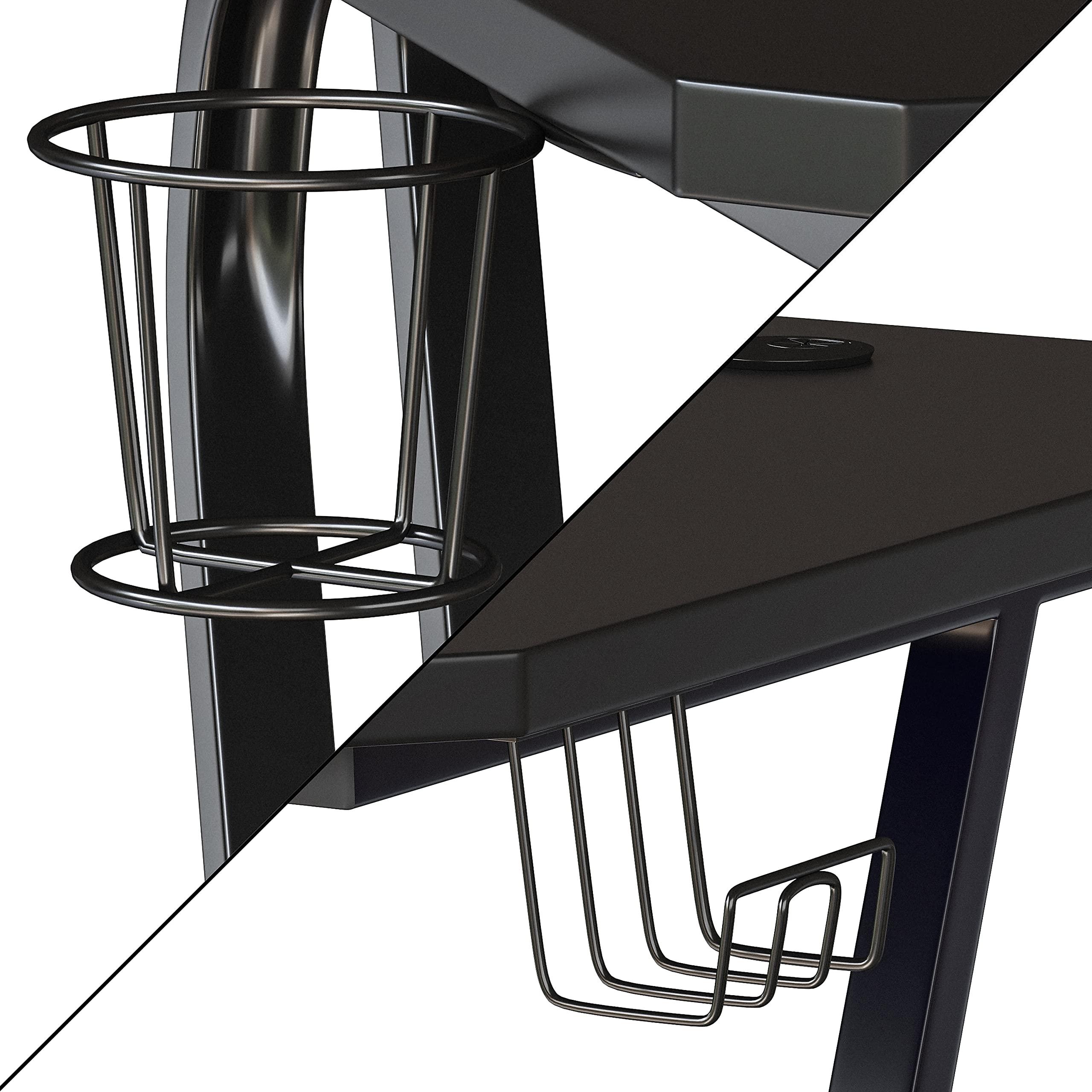 Flash Furniture Fisher Gaming Desk - Black Ergonomic Computer Desk - 51.5" Gamers Table with Cup Holder and Headphone Hook - Image 7