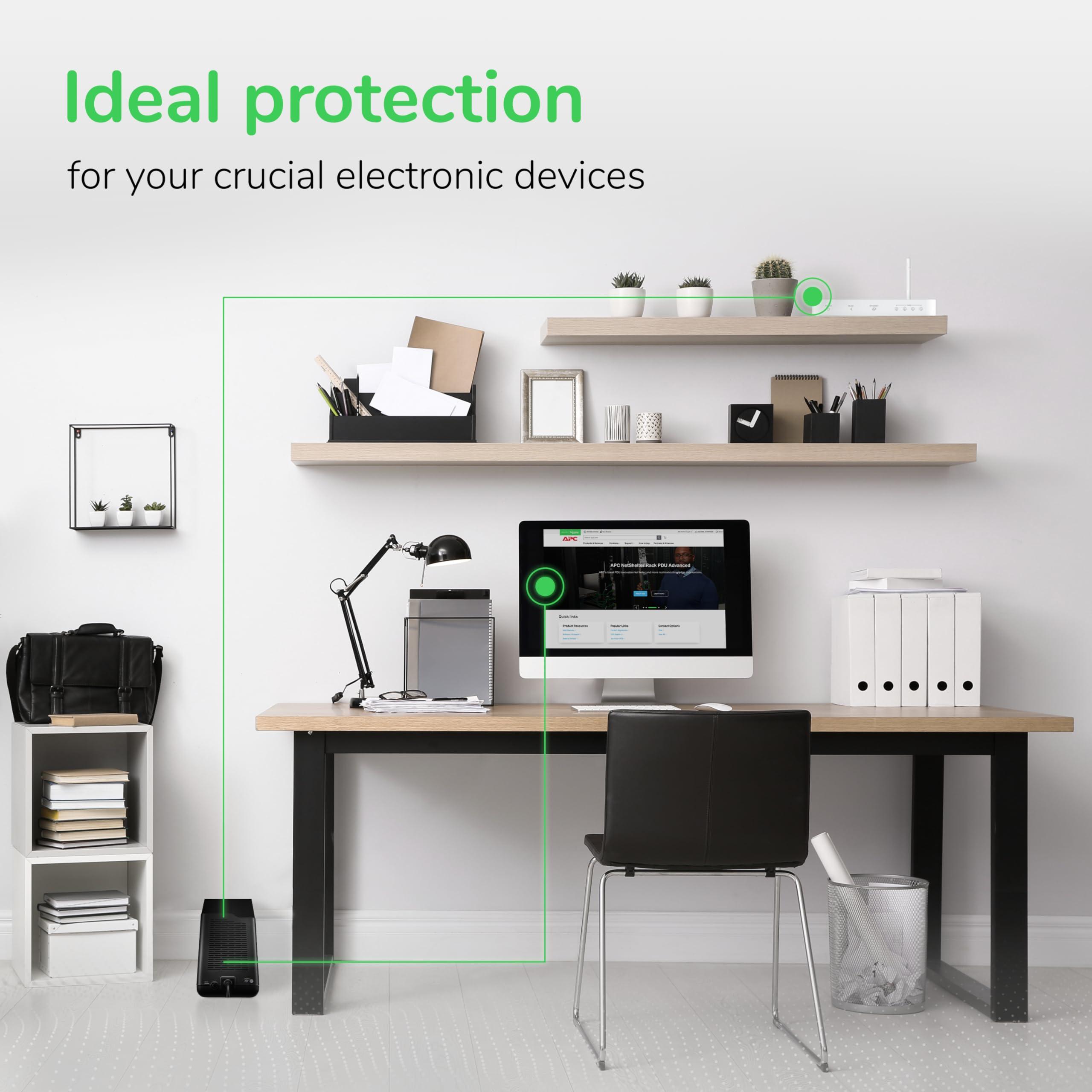 APC UPS Battery Backup and Surge Protector, 600VA/330 Watts Backup Battery Power Supply, BE600M1 Back-UPS with USB Charger Port - Image 6