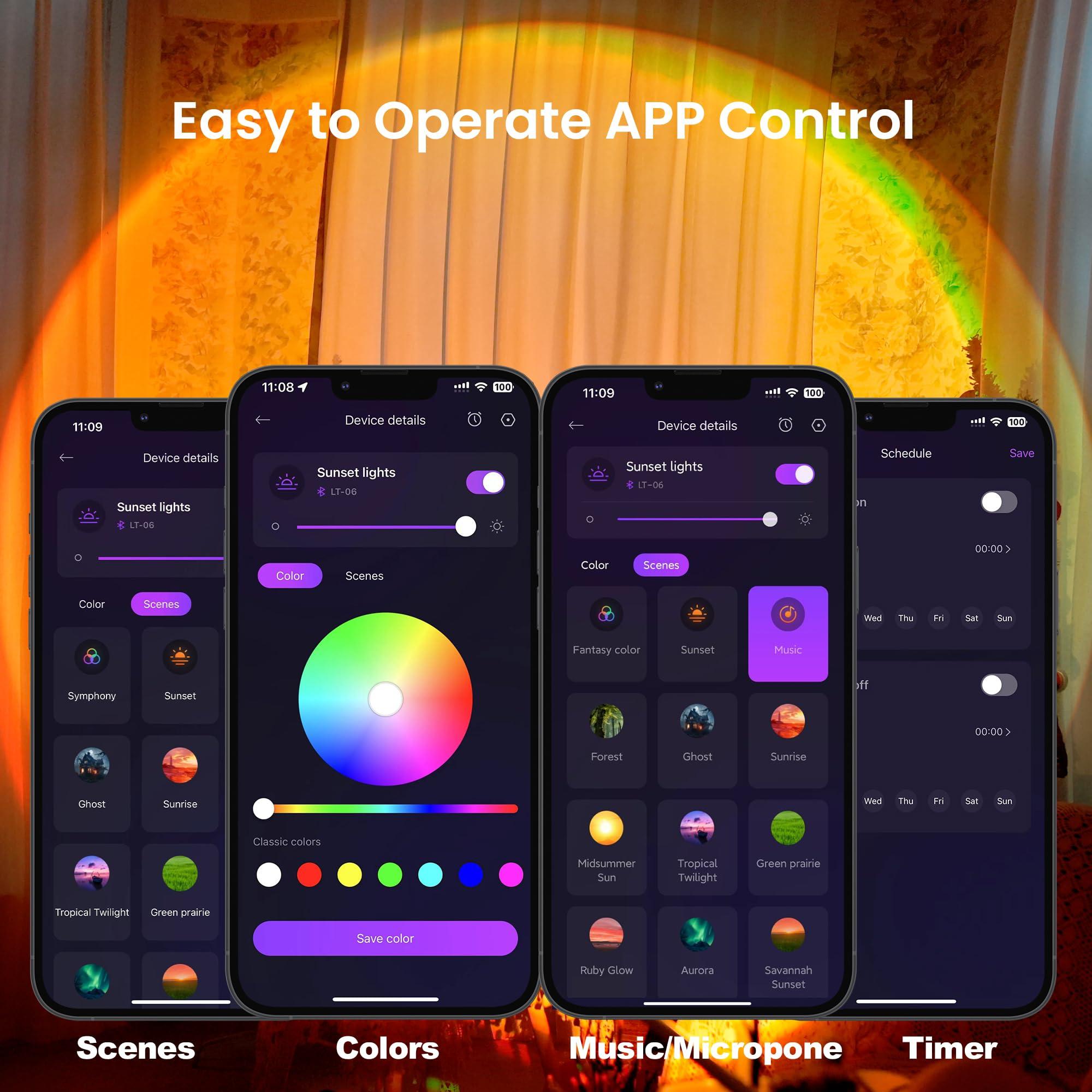 Tsrarey Sunset Lamp Projection, Not Only 21 Colors Sunset Lights, 180 Degree Rotation Led Light, Push Button Switch & APP Control Projector for Party Bedroom Decor - Image 2