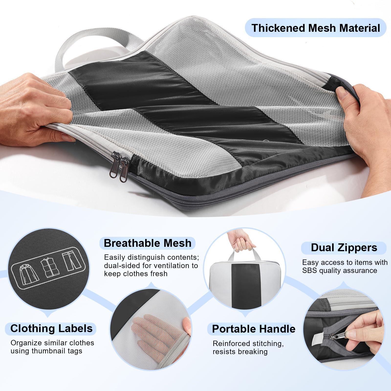 10 Set Compression Packing Cubes for Travel Essentials,Compressible Expandable Packing Cubes for Suitcase,OlarHike Luggage Organizer Bags for Travel,Handy Helper for Organizing Clothes(Black) - Image 6