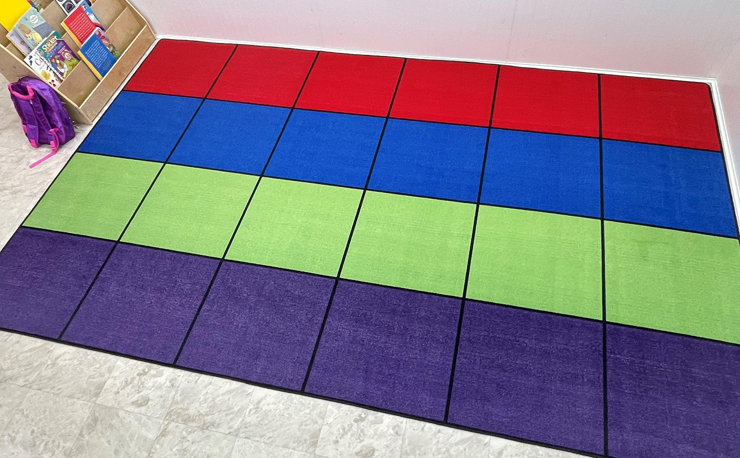 KidCarpet.com Blocks Seating Classroom Rug Multi with 24 Squares, 7'6" x 12' Rectangle - Image 5