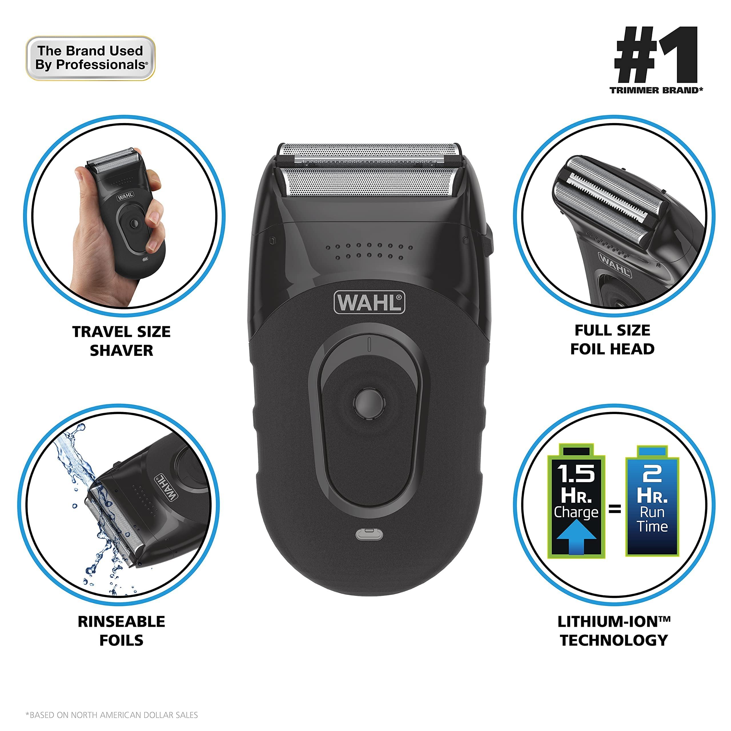 Wahl Compact Rechargeable Lithium Ion Shaver Kit with Hygienic Rinseable Foils & Cutter Bar with Dual Flexible Foils That Move with The Contours of Your Face - 7065 - Image 3