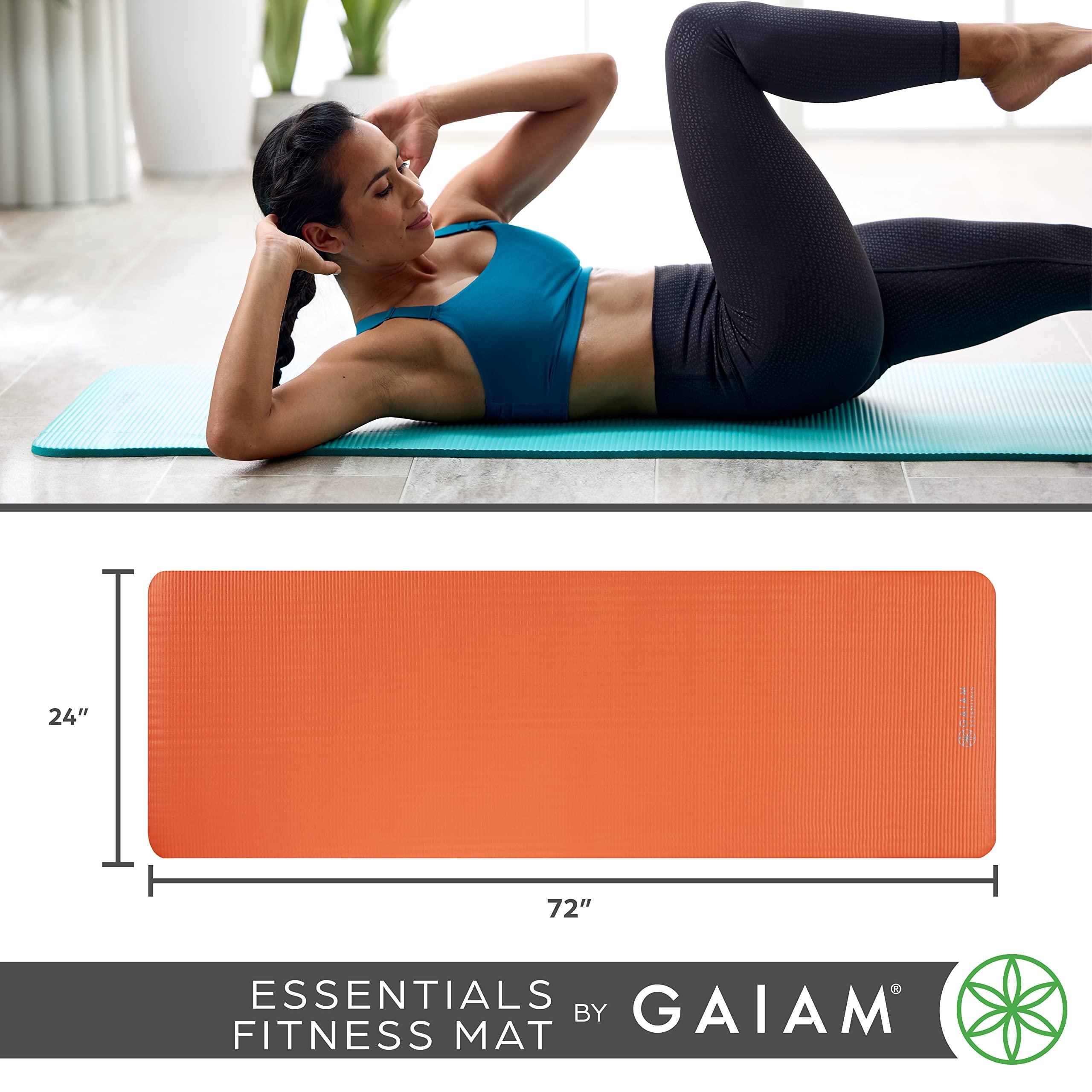 Gaiam Essentials Thick Yoga Mat Fitness & Exercise Mat with Easy-Cinch Yoga Mat Carrier Strap, 72"L x 24"W x 2/5 Inch Thick - Image 6