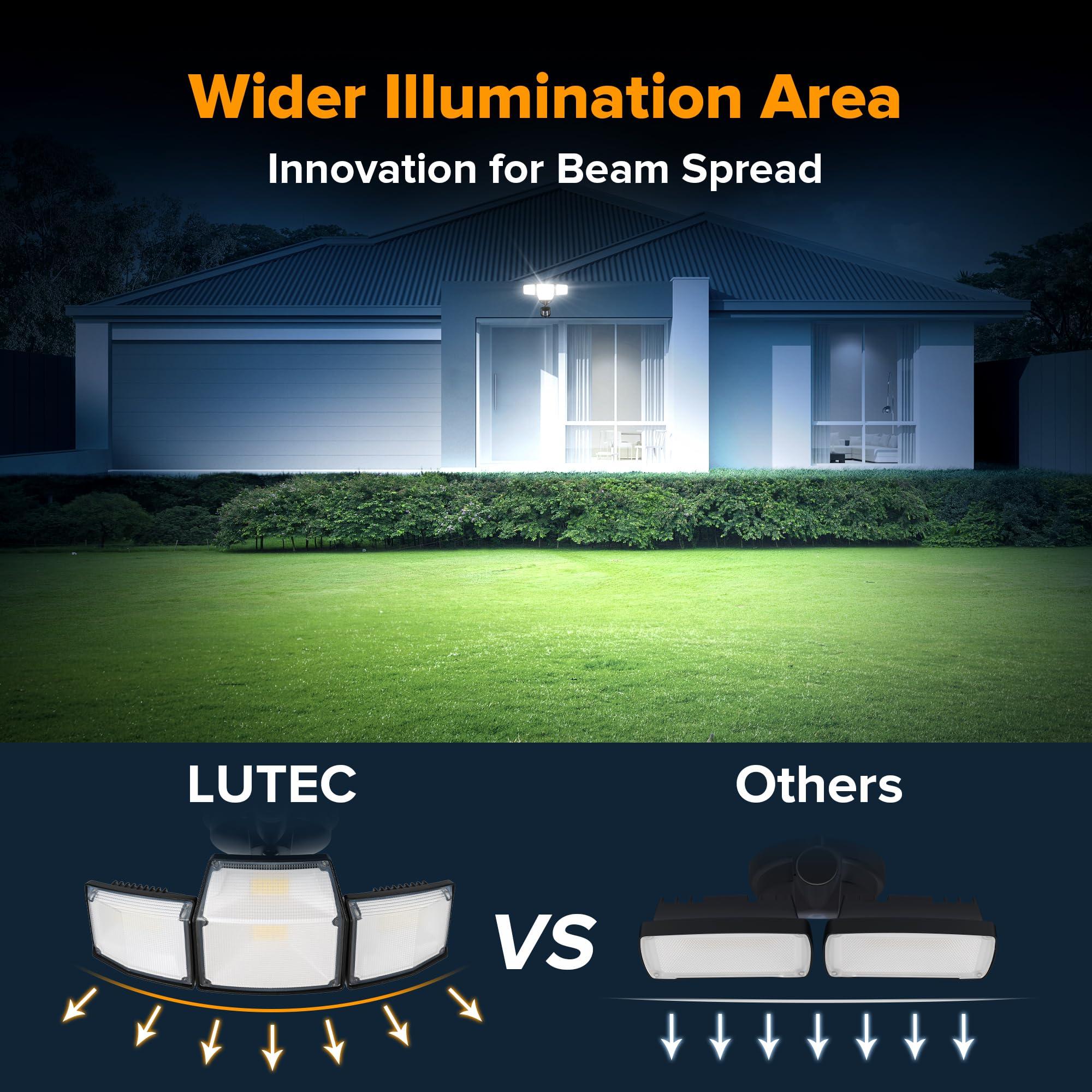 LUTEC 80W 9000LM LED Security Light Motion Sensor Outdoor Lights, 4 Head LED Flood Lights Outdoor 5000K Daylight, IP65 Waterproof, Motion Detected Lights for Outside, House, Garage, Yard (Black) - Image 7