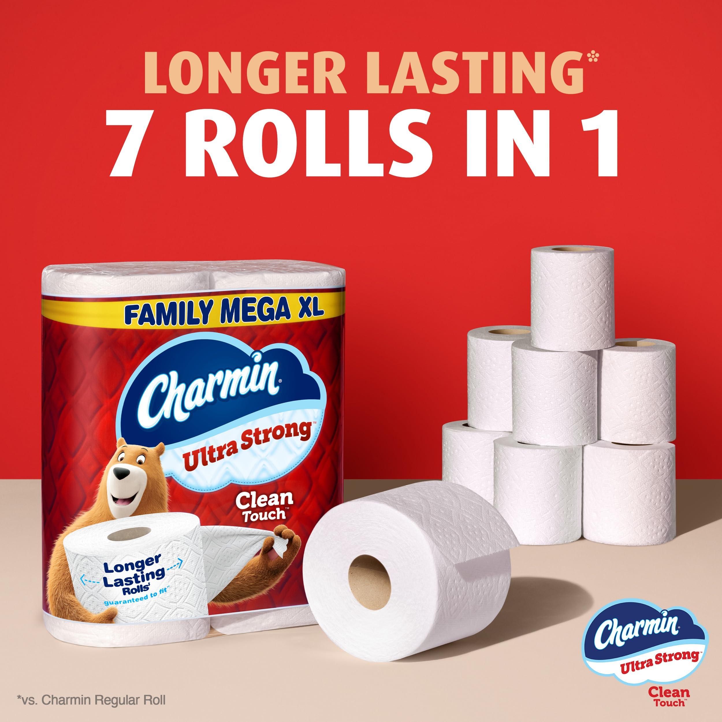 Charmin Toilet Paper Ultra Strong Clean Touch, 18 Family Mega XL Rolls = 126 Regular Rolls - Image 6