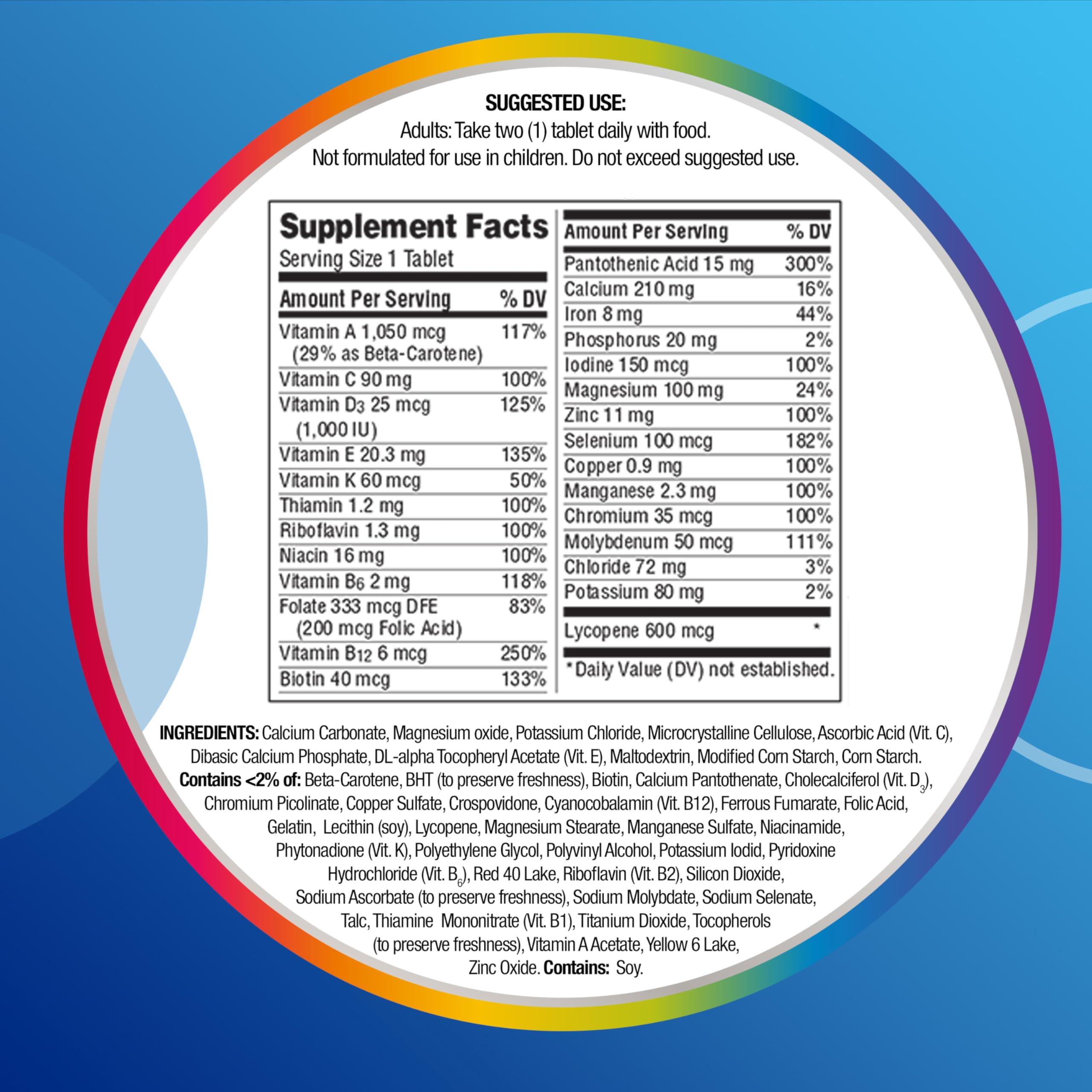 Centrum Multivitamin for Men, Multivitamin/Multimineral Supplement with Vitamin D3, B Vitamins and Antioxidants, Gluten Free, Non-GMO Ingredients - 200 Count - Image 7
