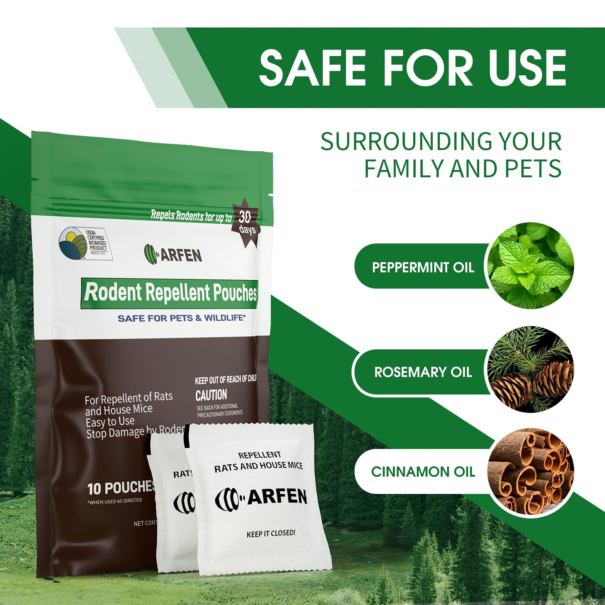 ARFEN Rodent Repellent Pouches, Peppermint Oil, All Natural, Plant Powered, Repel Mice and Rat, Squirrels, Mouse Repellent, Keep Mice Out from Indoor/Car/RV/Boat/Garage/Cabin,10 Pouches - Image 2