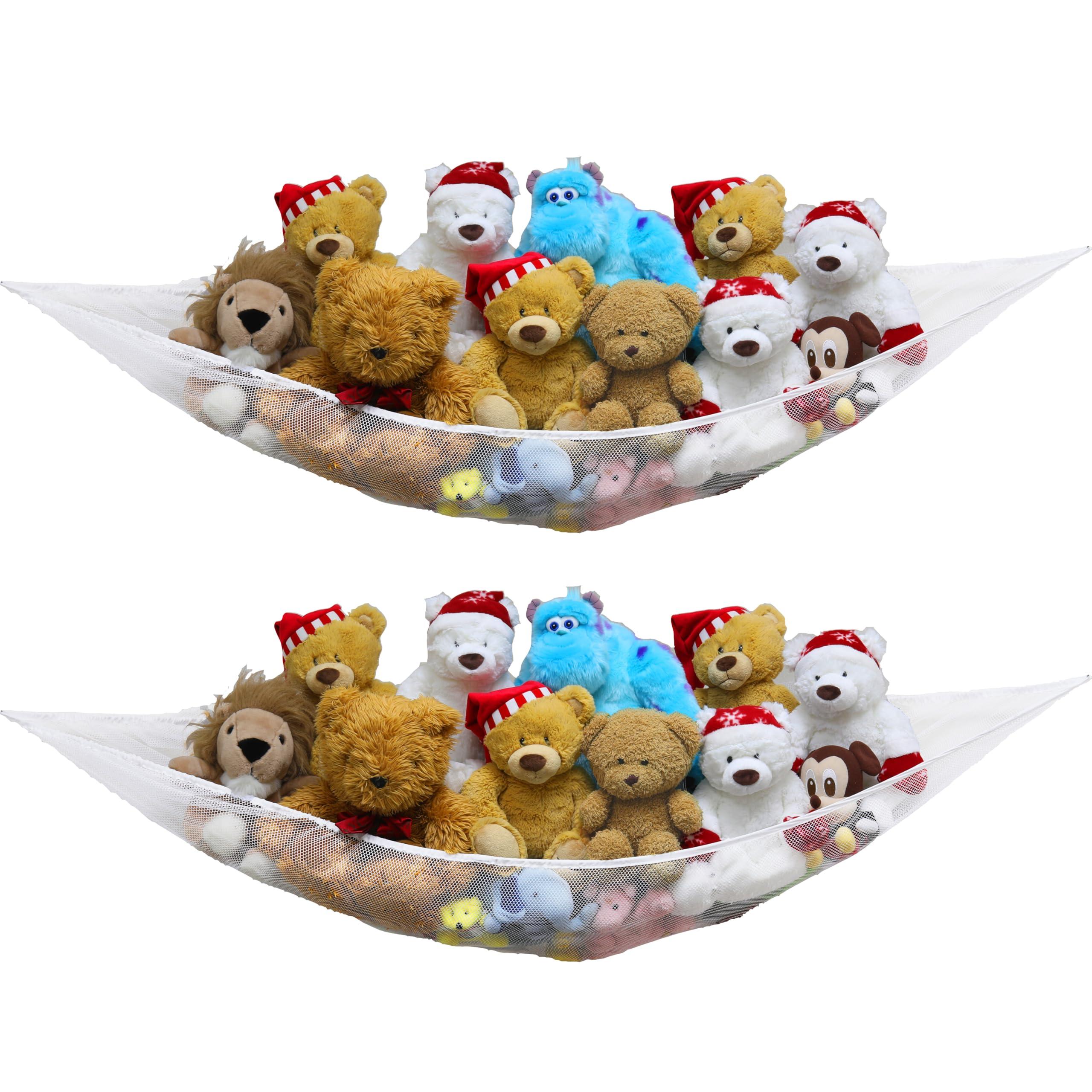 Simple Houseware 2 Pack Stuffed Animal Toy Hammock Net, Corner Wall Storage for Kids Room, White