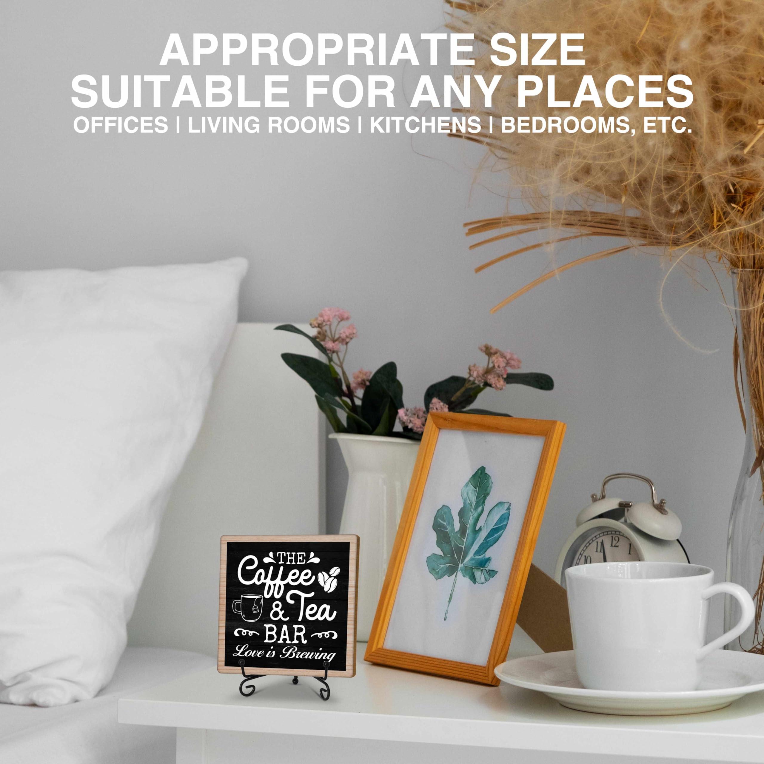 Coffee & Tea Bar Decor Signs & Table Decor, Tea Station Accessories, Themed Gifts - Wooden Desk Decor (H26) - Image 4