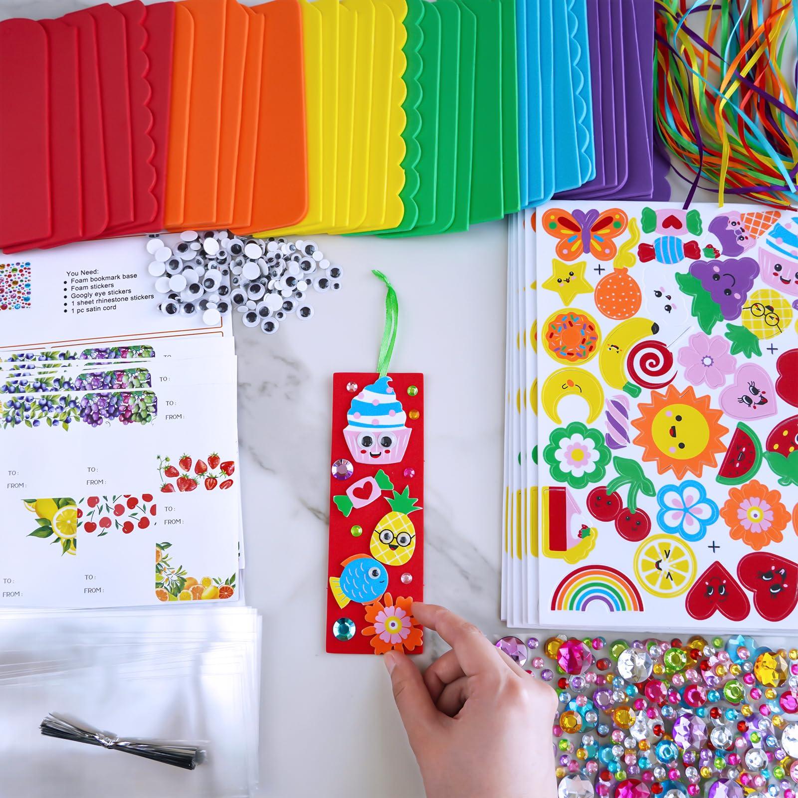 Winlyn 36 Sets Summer Crafts Kits DIY Whimsical Bookmarks Decorations Art Sets Fruits Treats Animals Sun Rainbow Foam Stickers for Kids Classroom Activities Reading Rewards Birthday Camp Party Favors - Image 4
