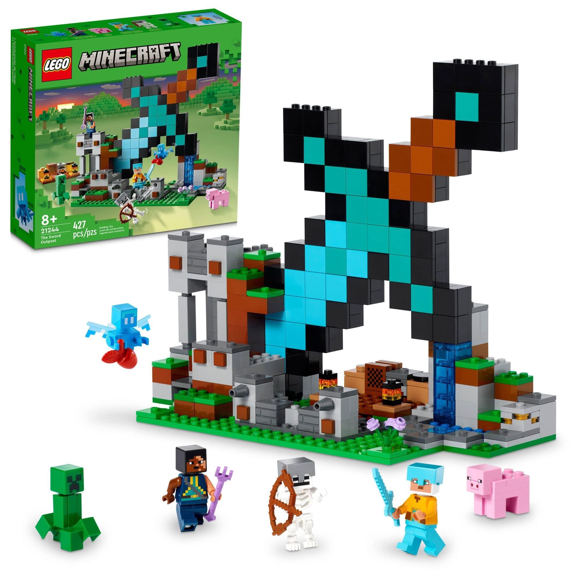 LEGO Minecraft The Sword Outpost 21244 Building Toys - Featuring Creeper, Warrior, Pig, and Skeleton Figures, Game Inspired Toy for Fun Adventures and Play, Gift for Kids, Boys, and Girls Ages 8+