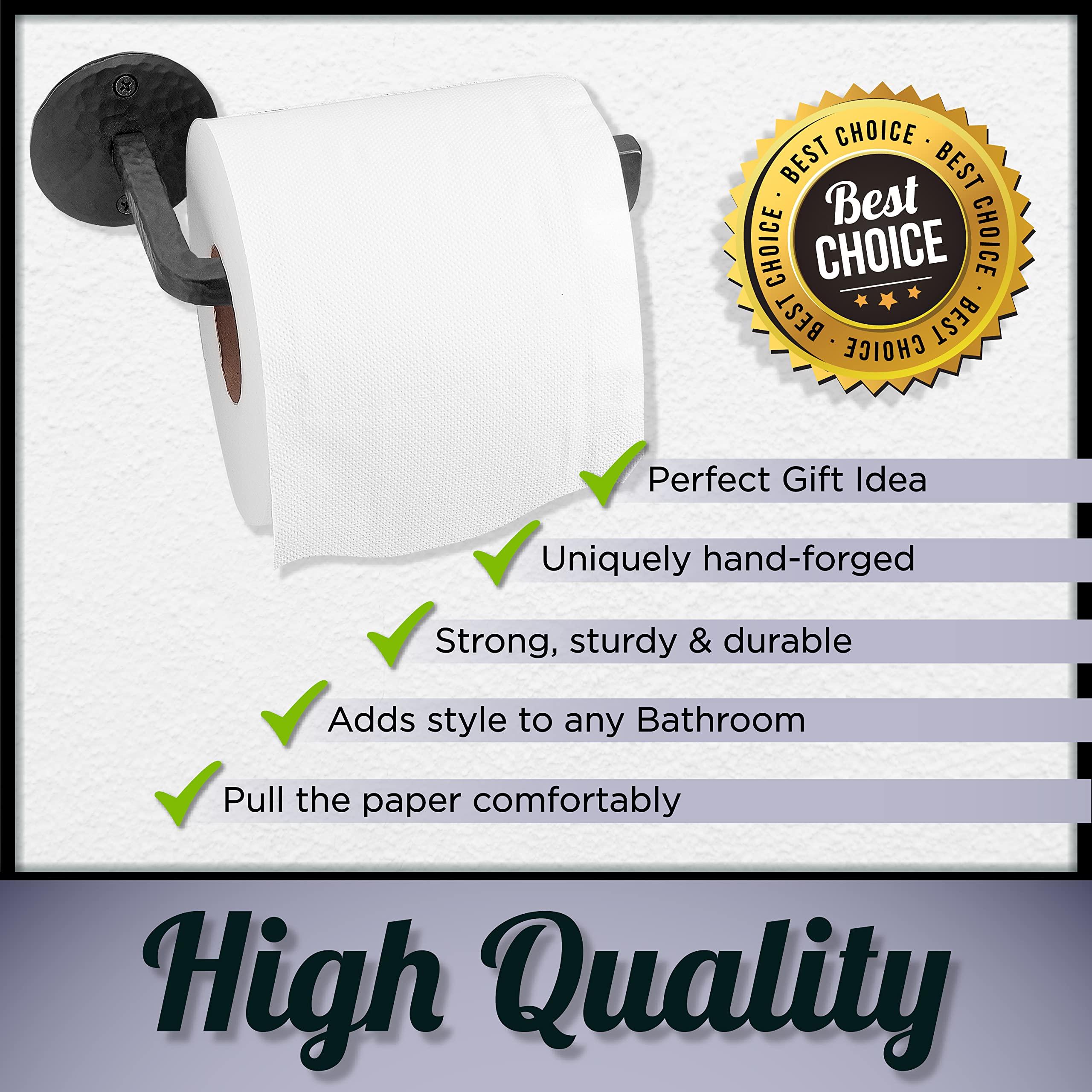 Stur-De Wrought Iron Toilet Paper Holder - Rustic Toilet Paper Holder Wall Mount Tissue Holder for Bathroom, Toilet Paper Roll Holder for Farmhouse Style Home & Vintage House - Black, 6.5 x 2.5 Inches - Image 4