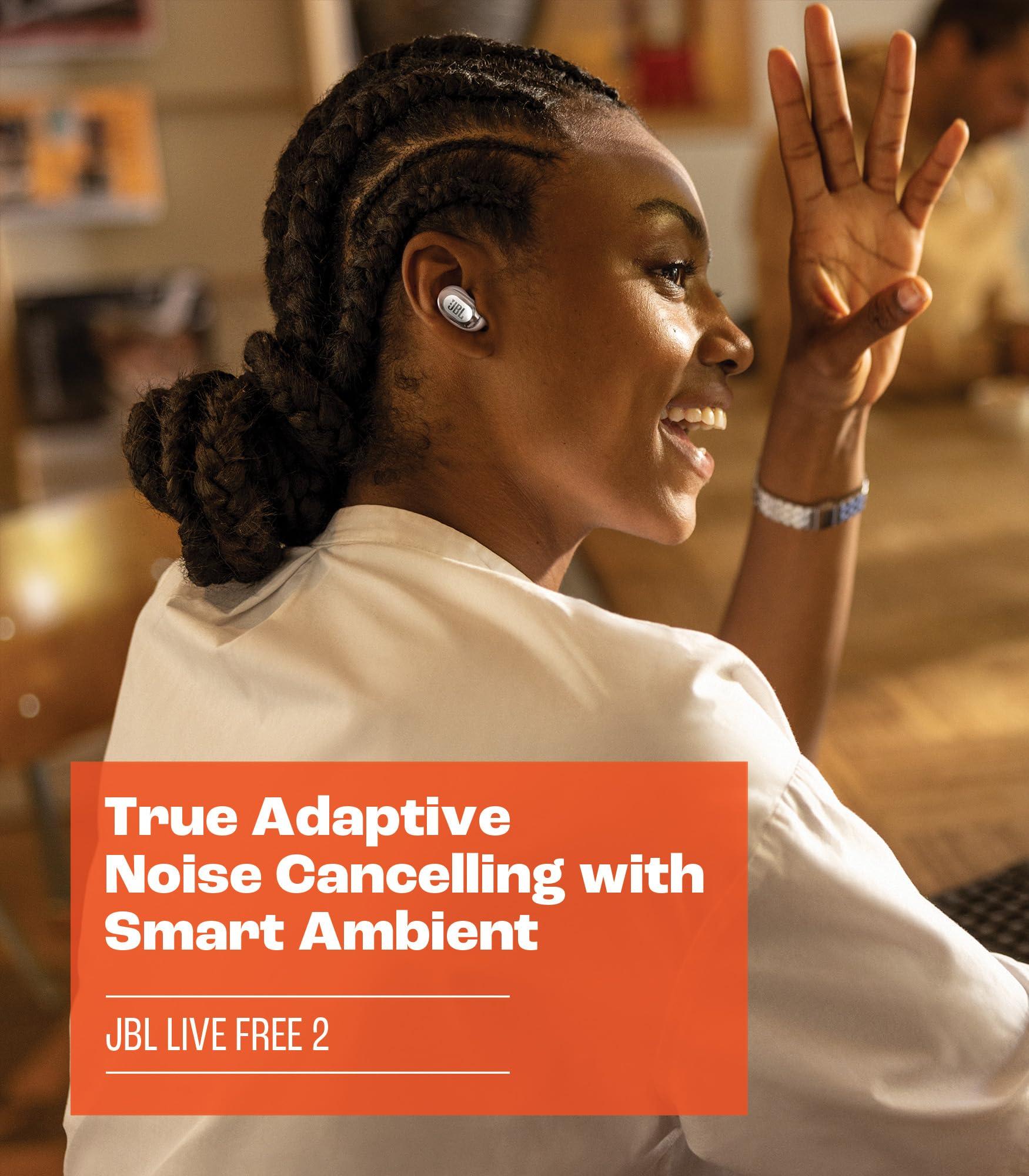 JBL Live Free 2 - True Wireless Noise Cancelling Earbuds, Up to 35hrs of Playtime, 6 mics for Perfect Calls with Zero Noise, IPX5 Waterproof, Oval Tubes for Better Comfort, Isolation, & bass (Black) - Image 4