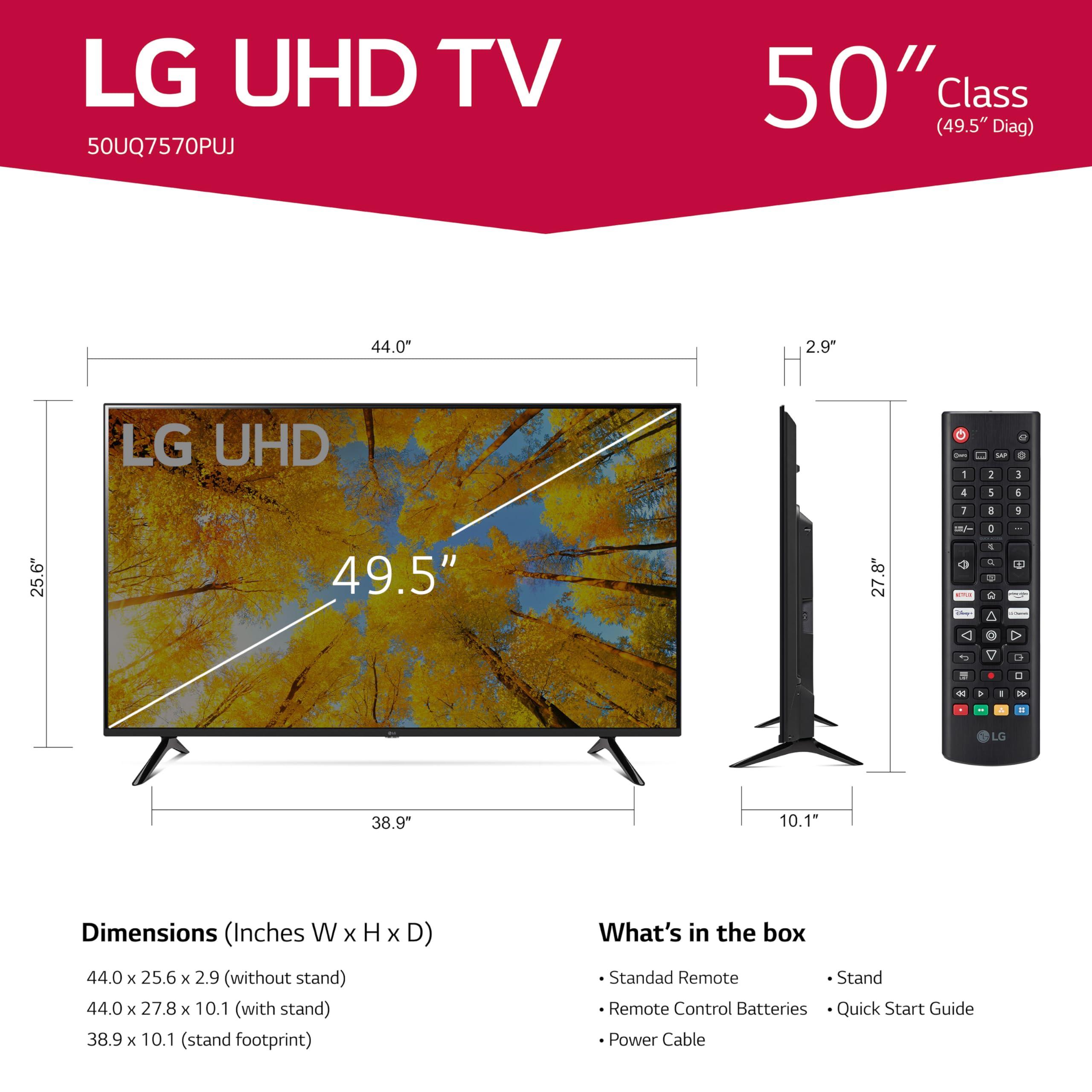 LG 50-Inch Class UQ7570 Series 4K Smart TV, AI-Powered 4K, Cloud Gaming (50UQ7570PUJ, 2022), Black - Image 3