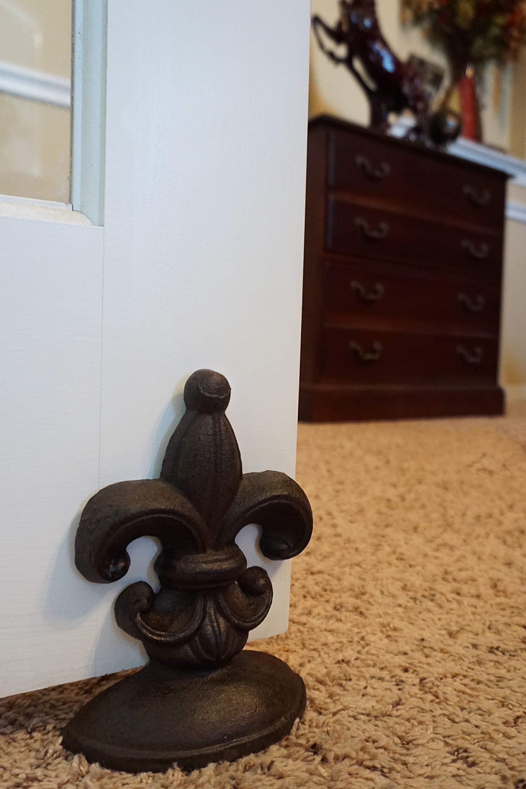 Lulu Decor, Cast Iron Fleur De Lis Door Stop, 2 Lbs, Door Stopper (Antique Brown) - Image 5