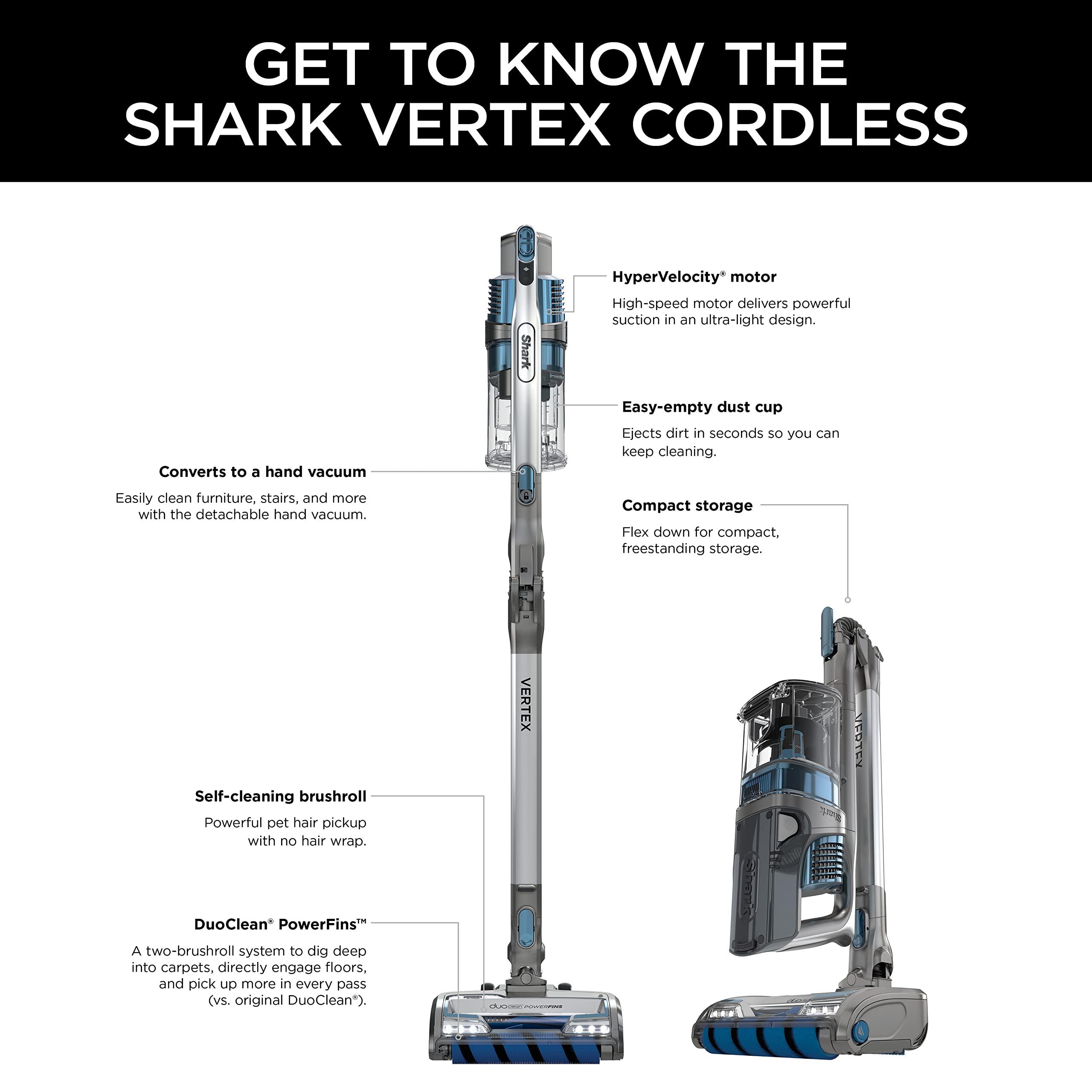 Shark IZ462H Vertex Ultra Lightweight Cordless Stick Vacuum with DuoClean PowerFins, Crevice, Pet Multi-Tool, Anti-Allergen, Brush, Removable Handheld, Flex, 60 min Runtime, Blue, MultiFLEX - Image 16