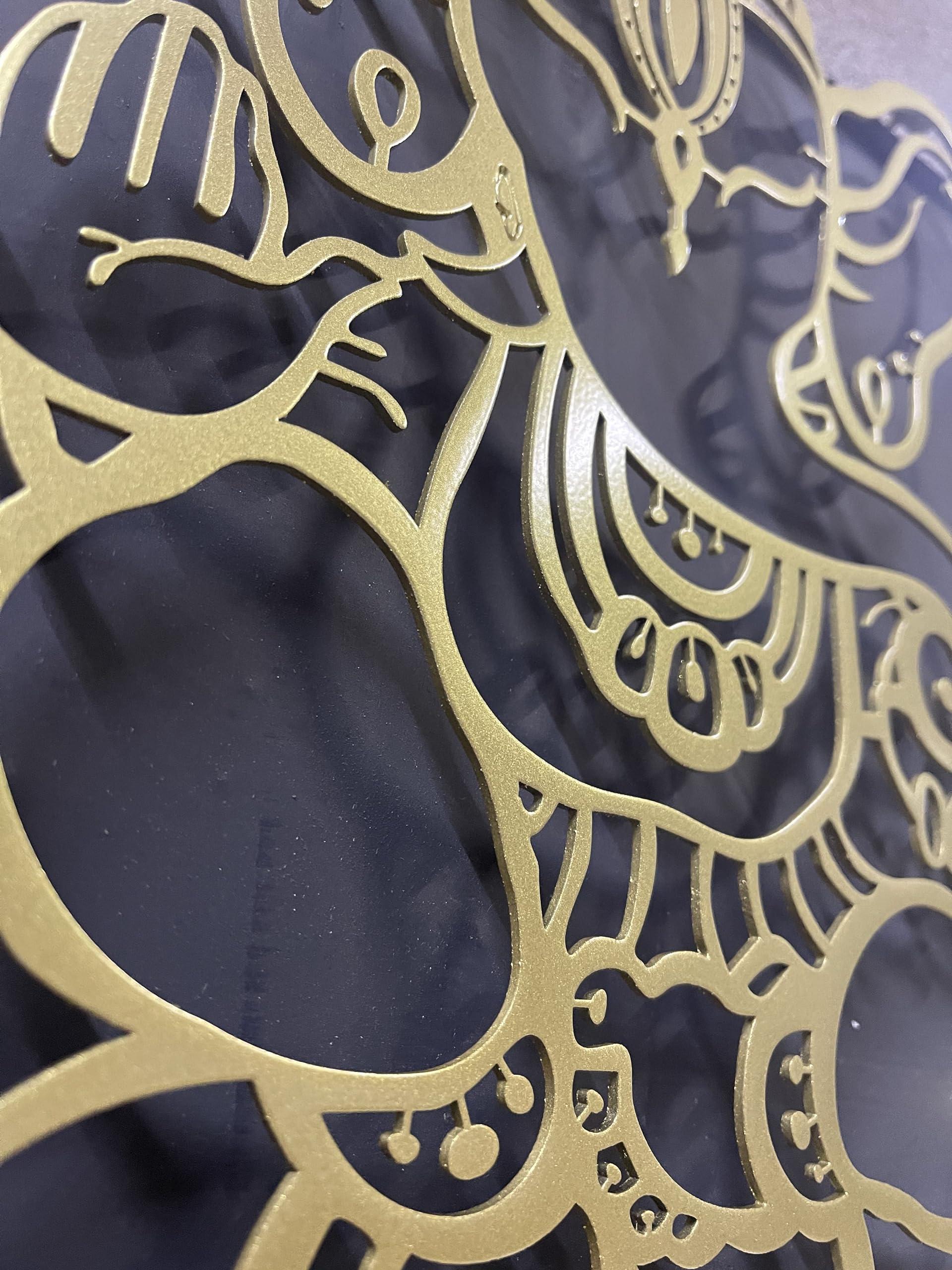 Metal Gold Ganesha Wall Decor, 14" Ganesha Statutes, Ganesha Decoration, Ganesh Statute, Ganesha Metal Wall Art, Ganapati Decorations, Hindu Wall Art and Decor, Indian Wall Decor, Elephant Decor, - Image 4