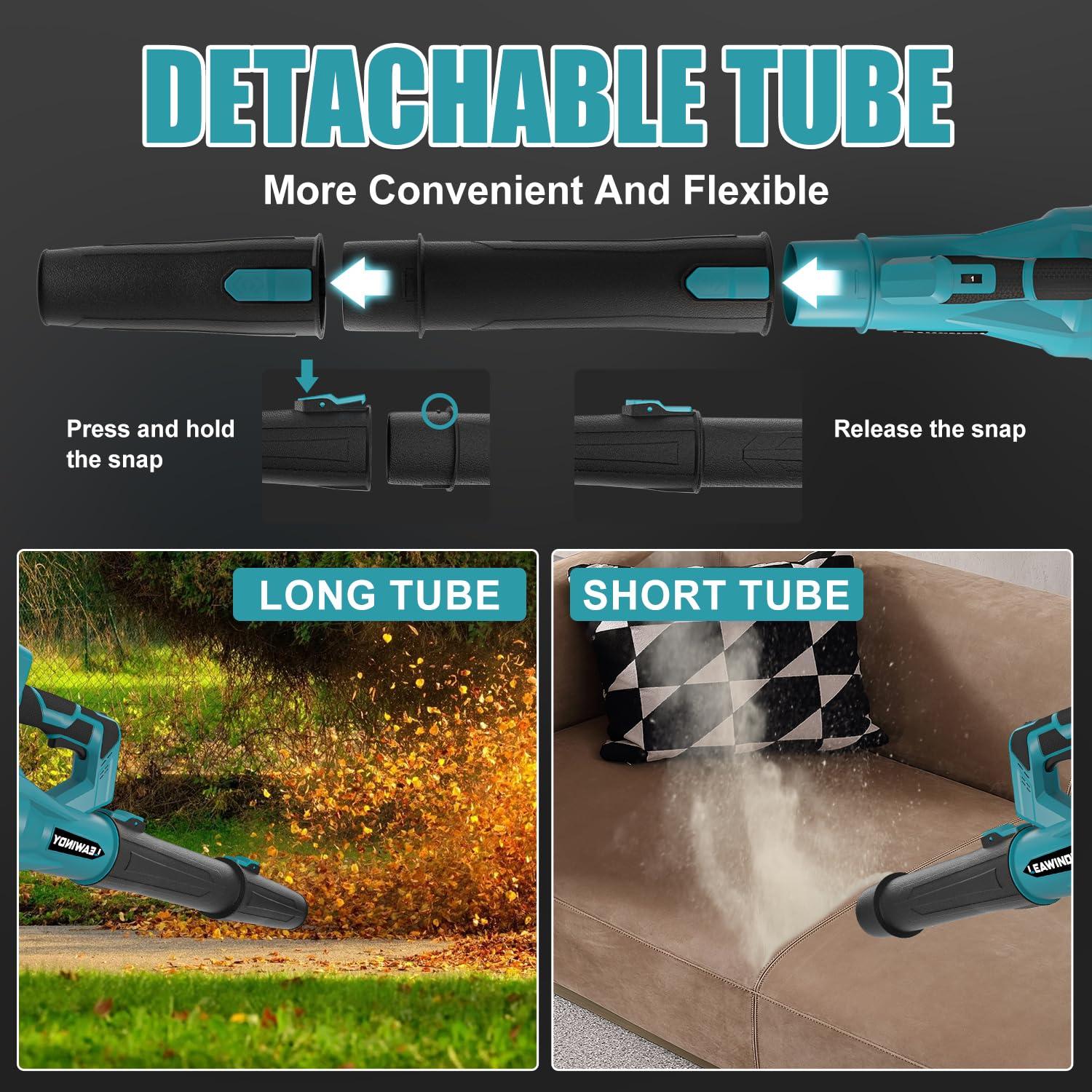 Leaf Blower Cordless, Electric Leaf Blower with 2 * 4.0Ah Batteries and Charger, 450 CFM/160 MPH Leaf Blowers & 6 Speed Levels, 21V Battery Lawn Blower for Patio Cleaning, Lawn Care, Blowing Leaves - Image 6